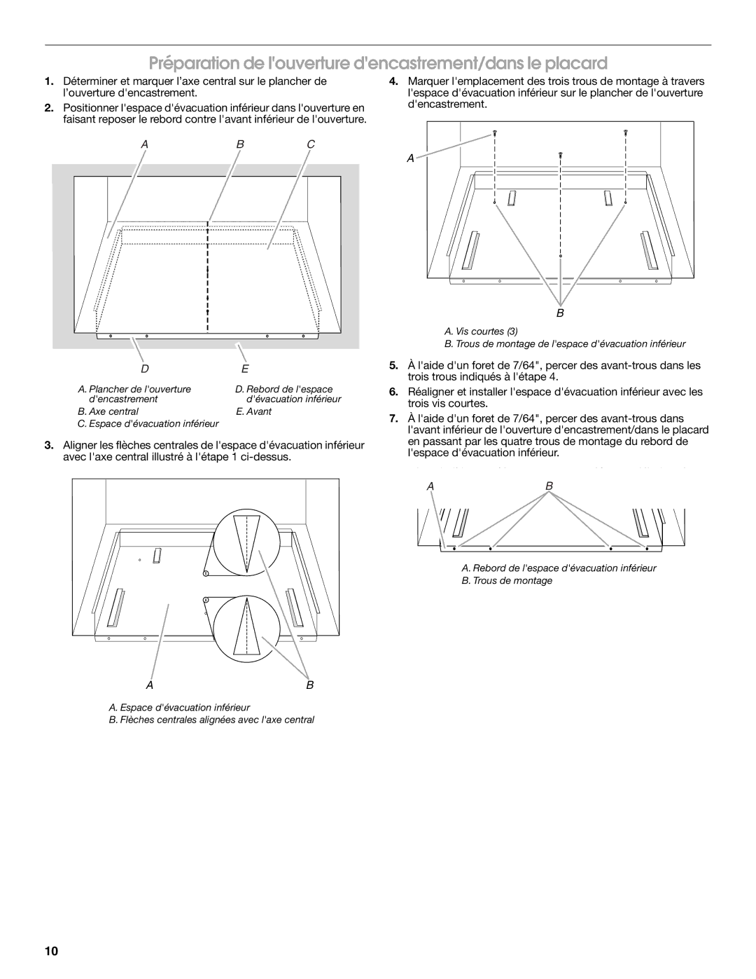 Whirlpool MK2167 installation instructions Préparation de louverture dencastrement/dans le placard 