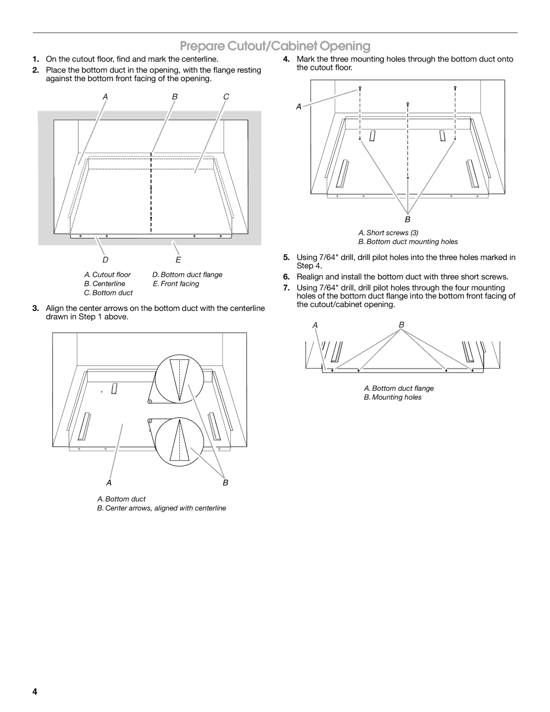 Whirlpool MK2167 installation instructions Prepare Cutout/Cabinet Opening, Abc 