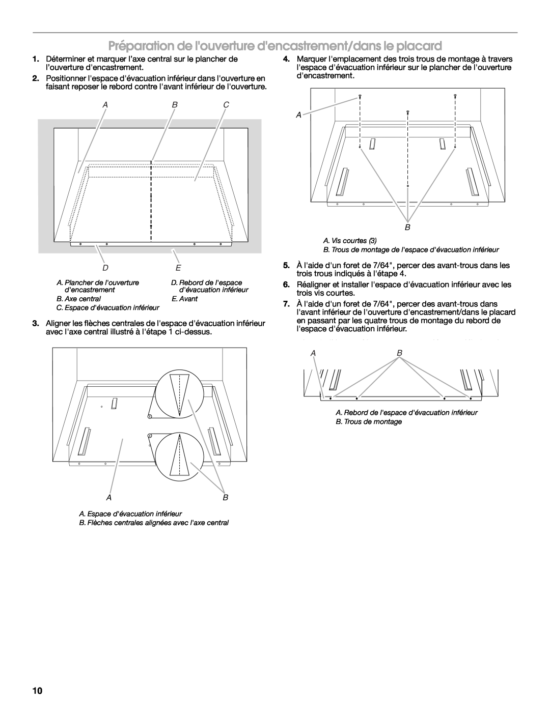 Whirlpool MK2167 installation instructions Préparation de louverture dencastrement/dans le placard 