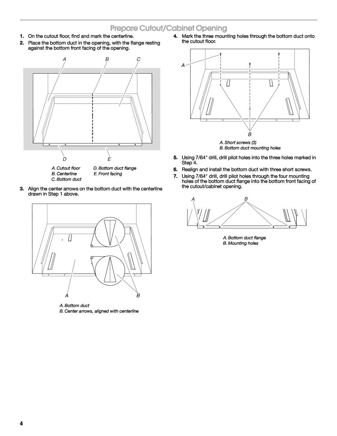 Whirlpool MK2167 installation instructions Prepare Cutout/Cabinet Opening 