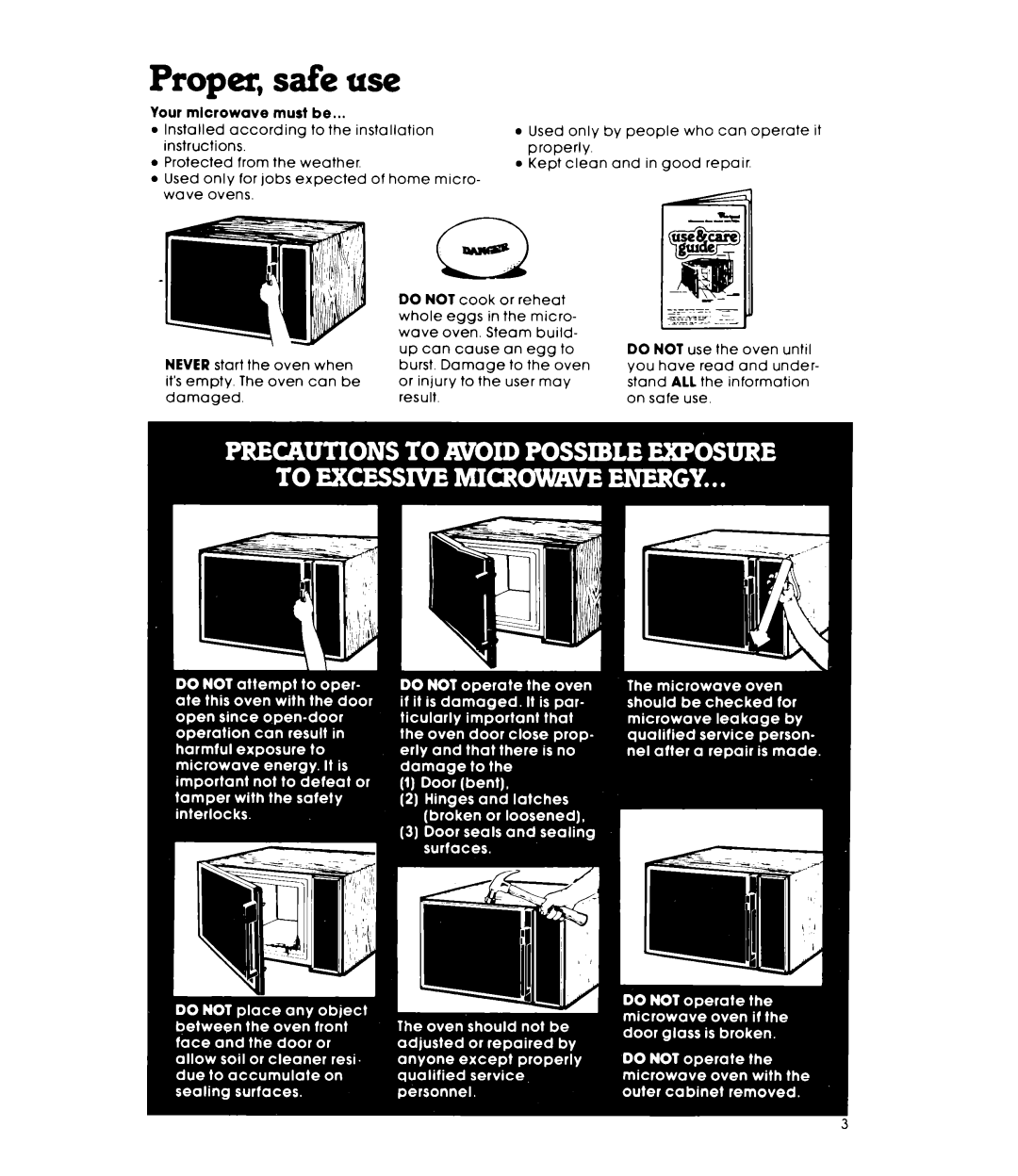 Whirlpool Mk8100W warranty Proper, safe use 