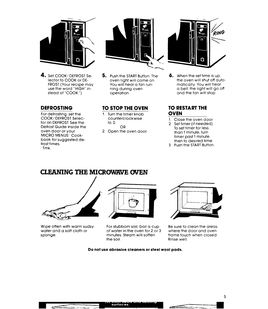 Whirlpool Mk8100W warranty Cleaning the Micr, Defrosting 