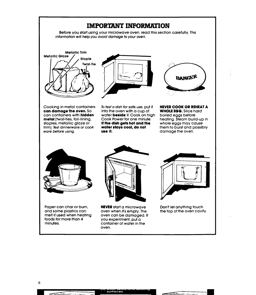 Whirlpool Mk8100W warranty Important Informaiion 