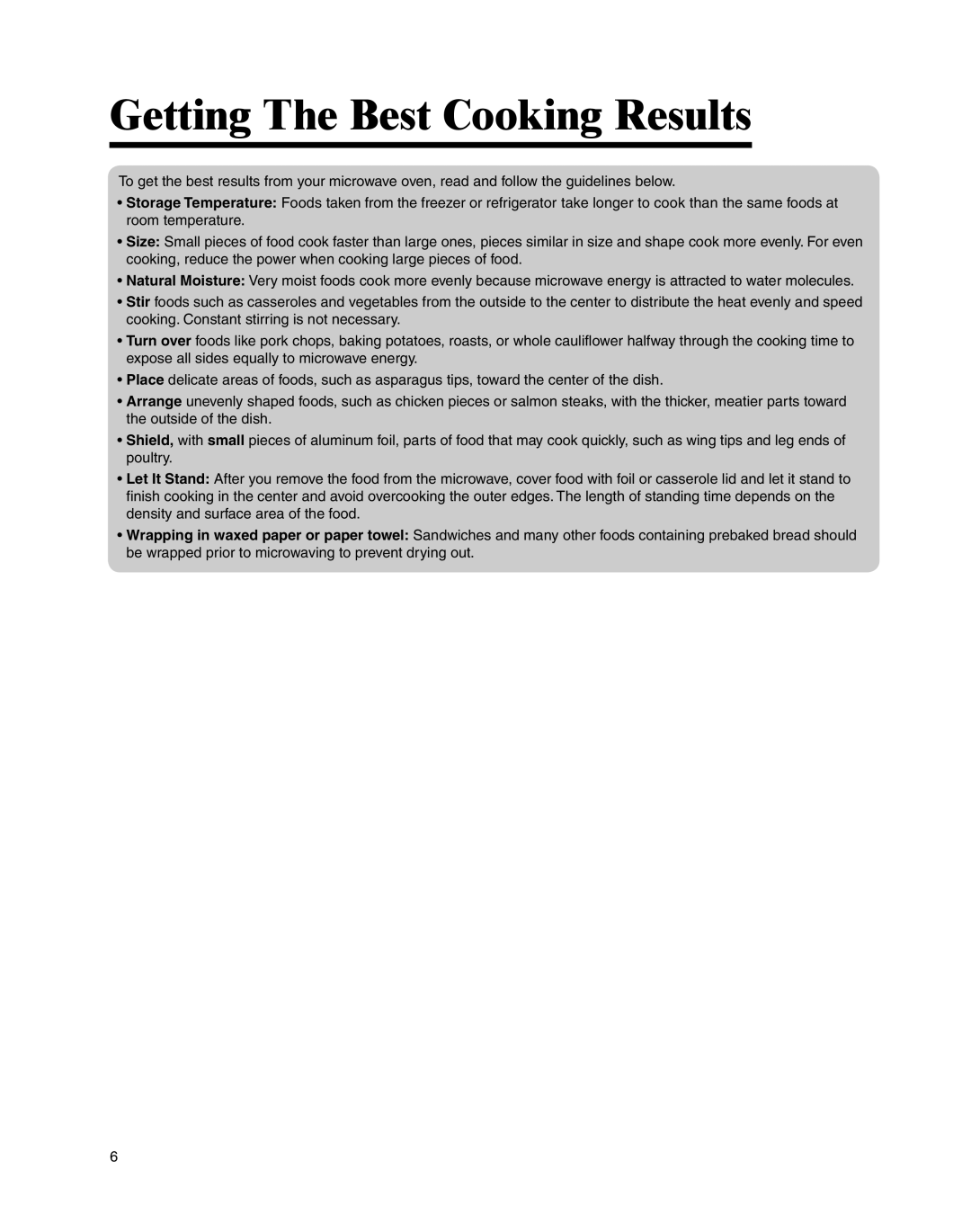 Whirlpool MMV4205BA important safety instructions Getting The Best Cooking Results 