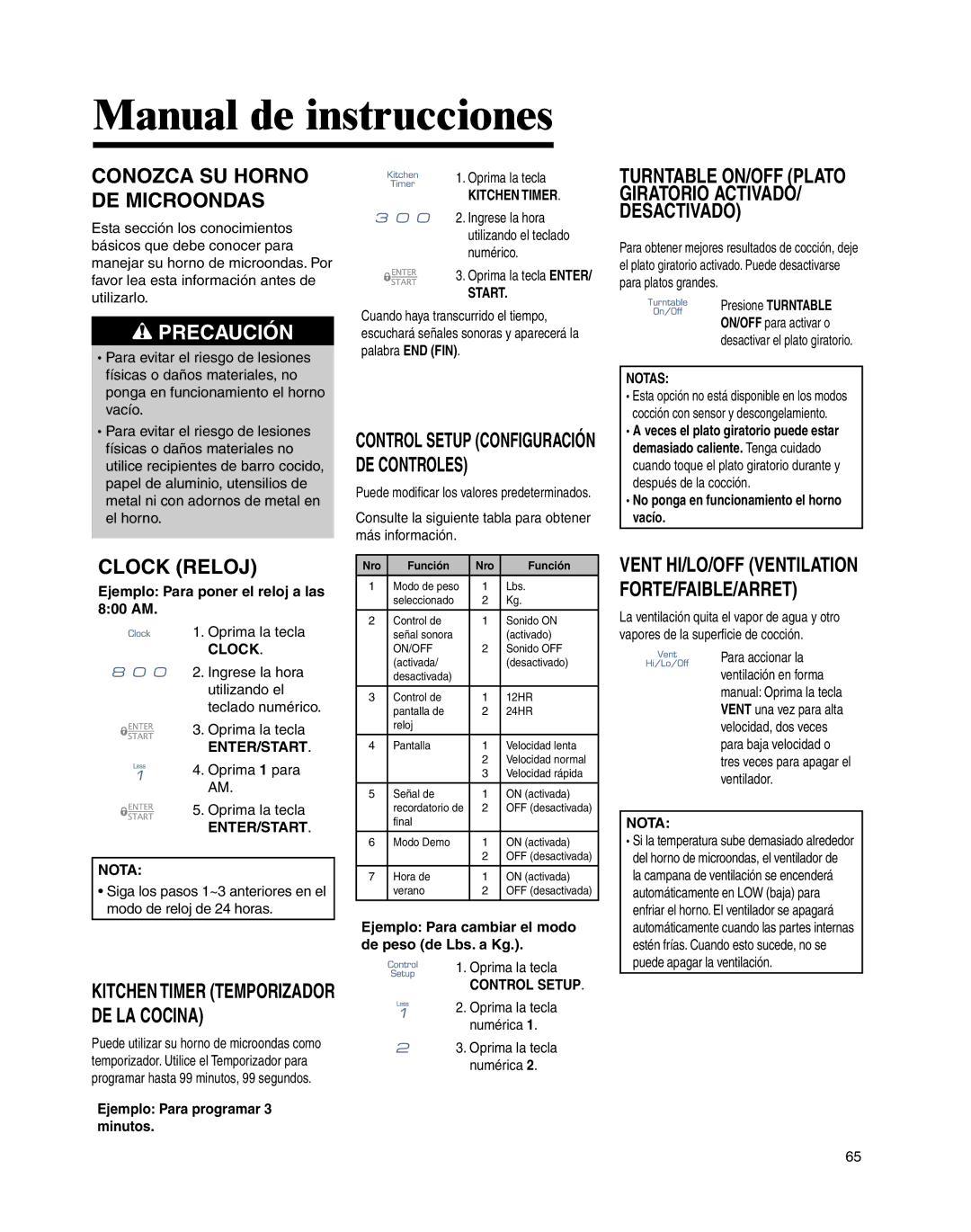 Whirlpool MMV4205BA important safety instructions Manual de instrucciones, Conozca SU Horno DE Microondas, Clock Reloj 