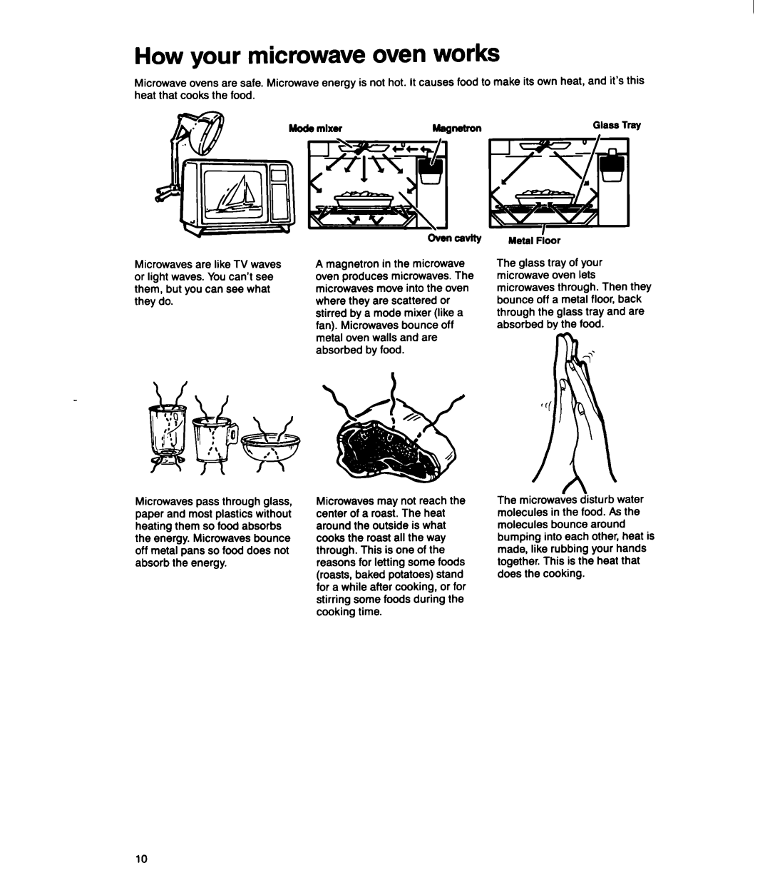 Whirlpool MS1060XY manual How your microwave oven works 