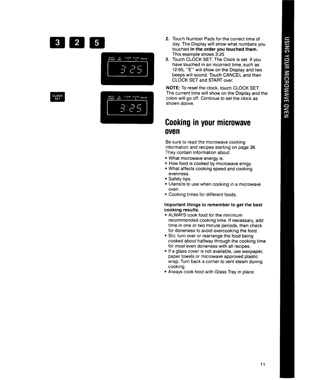 Whirlpool MS1451XWI, MS1650XW manual Cookingin your microwave oven 