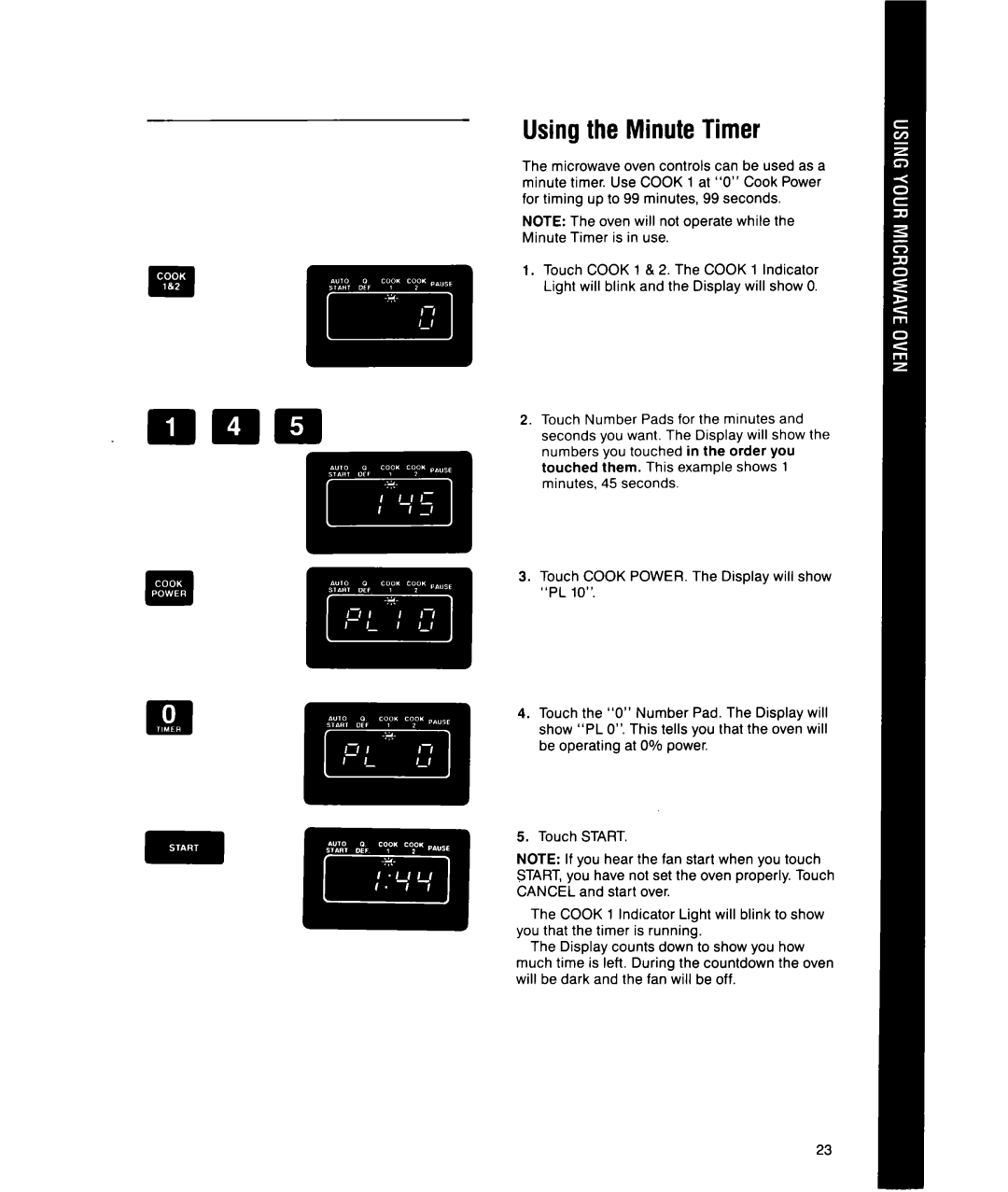 Whirlpool MS1451XWI, MS1650XW manual Using the Minute Timer 