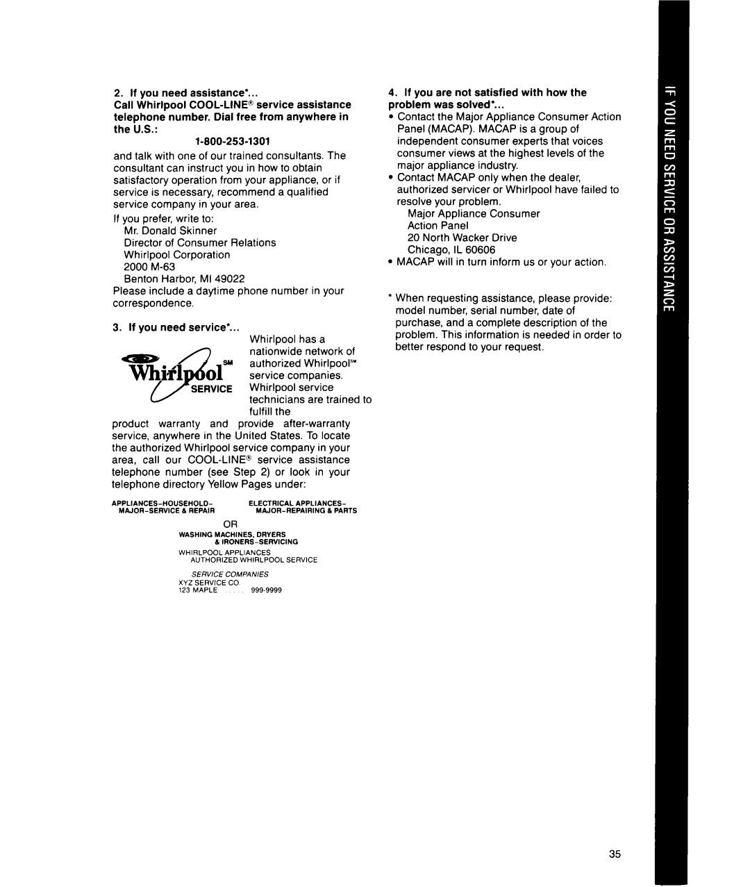 Whirlpool MS1451XWI, MS1650XW manual If you need assistance’ 