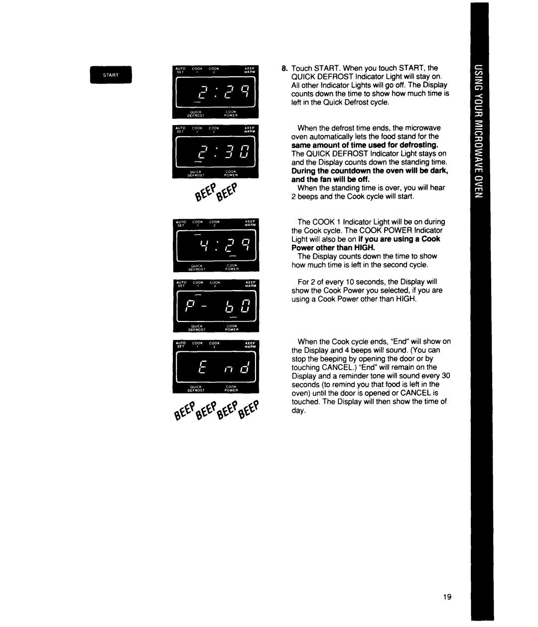 Whirlpool MS2101XW, MS2100XW manual Same amount of time used for defrosting 