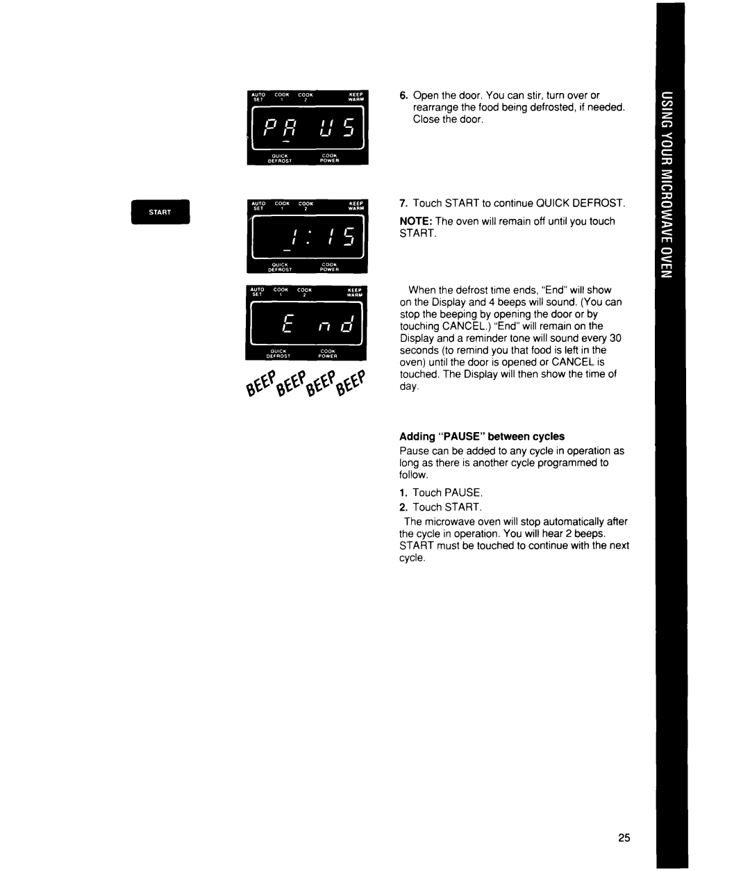 Whirlpool MS2101XW, MS2100XW manual Start 