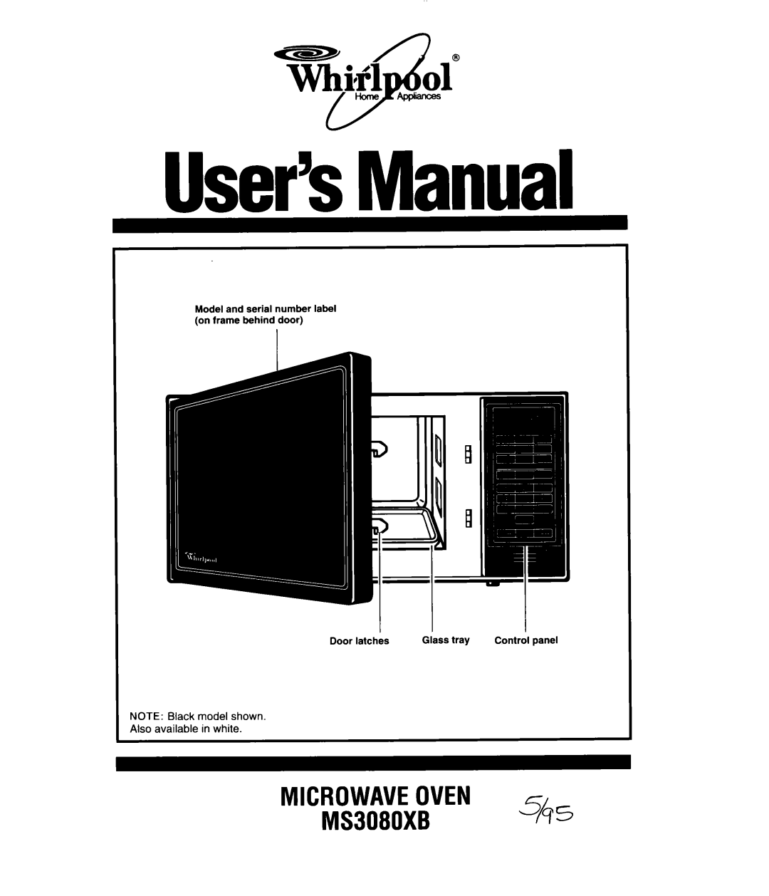 Whirlpool MS3080XB user manual User’sManual, Also available in white 