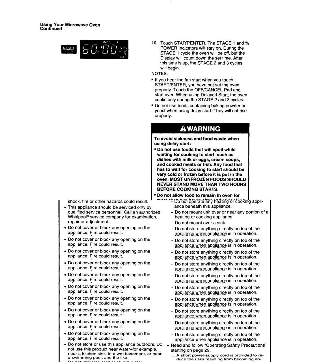 Whirlpool MS3080XB user manual 