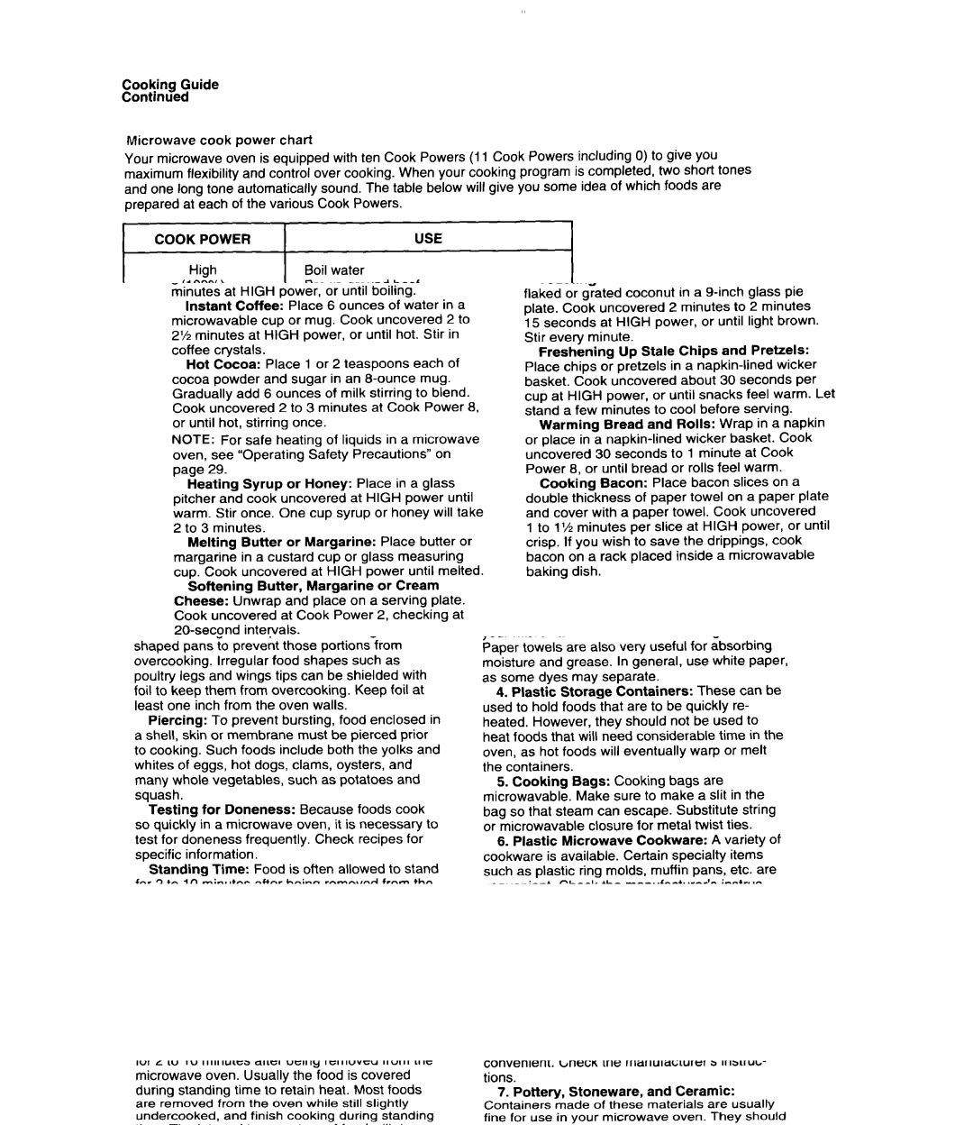 Whirlpool MS3080XB user manual Use, Boil water, Ground beef, Make Candy 