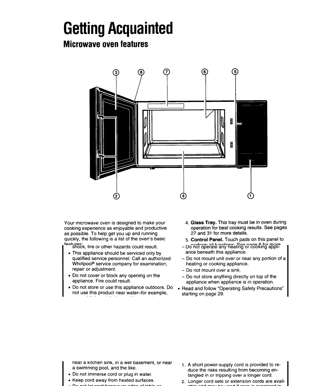 Whirlpool MS3080XB user manual GettingAcquainted, Microwaveovenfeatures 