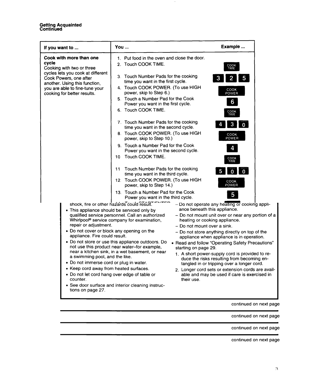 Whirlpool MS3080XB user manual Touch Cook POWER. To use High power, skip to Step 