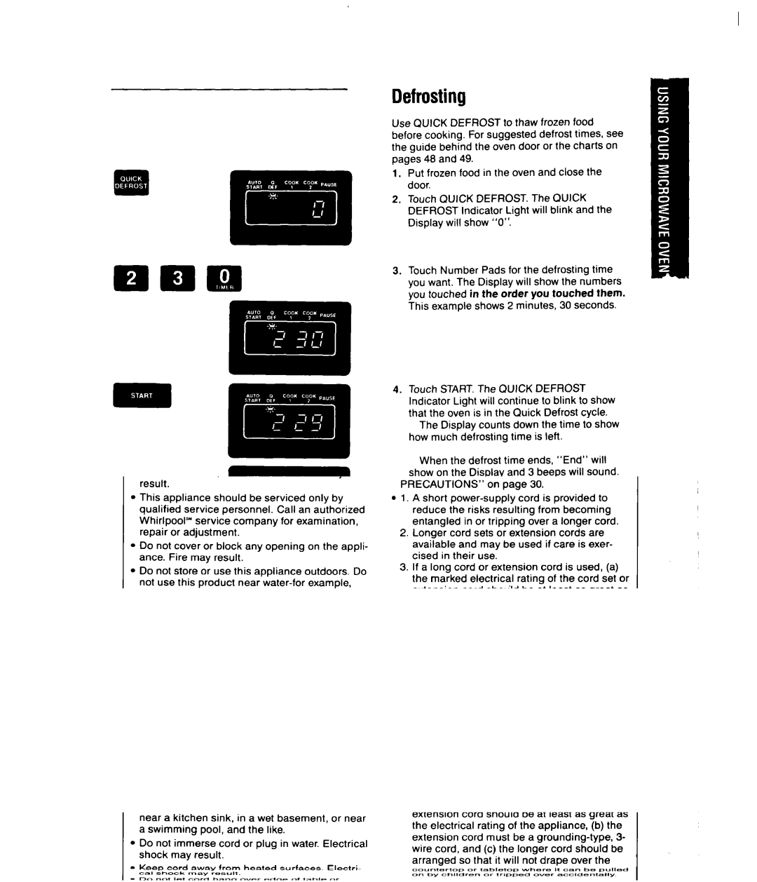 Whirlpool MSI065XY, MSI040XY user manual Defrosting 