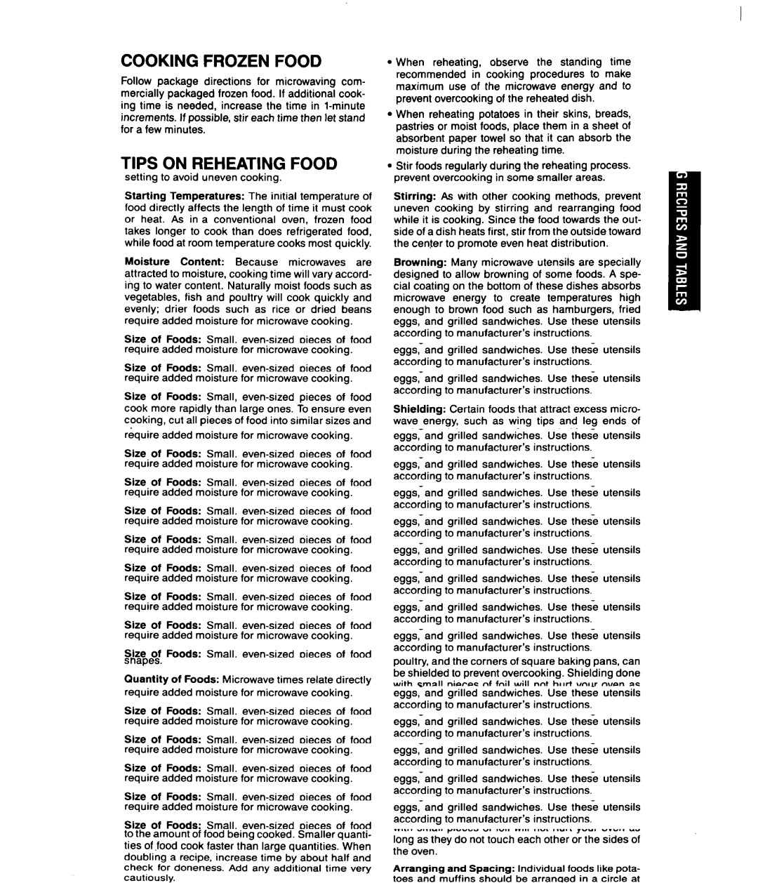 Whirlpool MSI040XY, MSI065XY user manual Cooking Frozen Food 