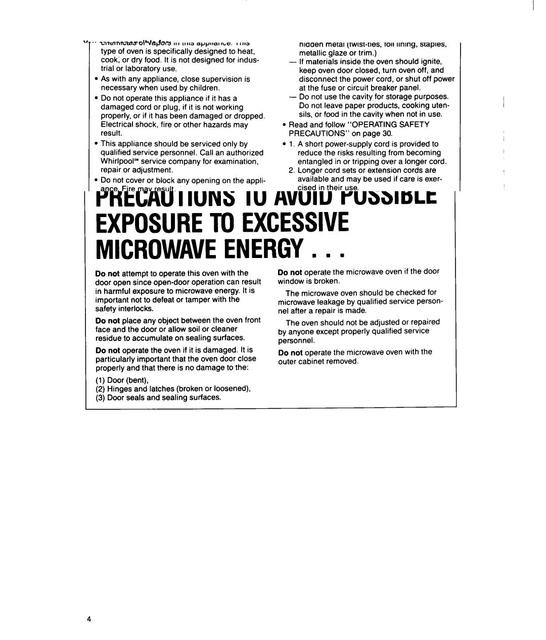 Whirlpool MSI040XY, MSI065XY user manual MICROWAVEENERGYn l n, See the Installation Instructions on 