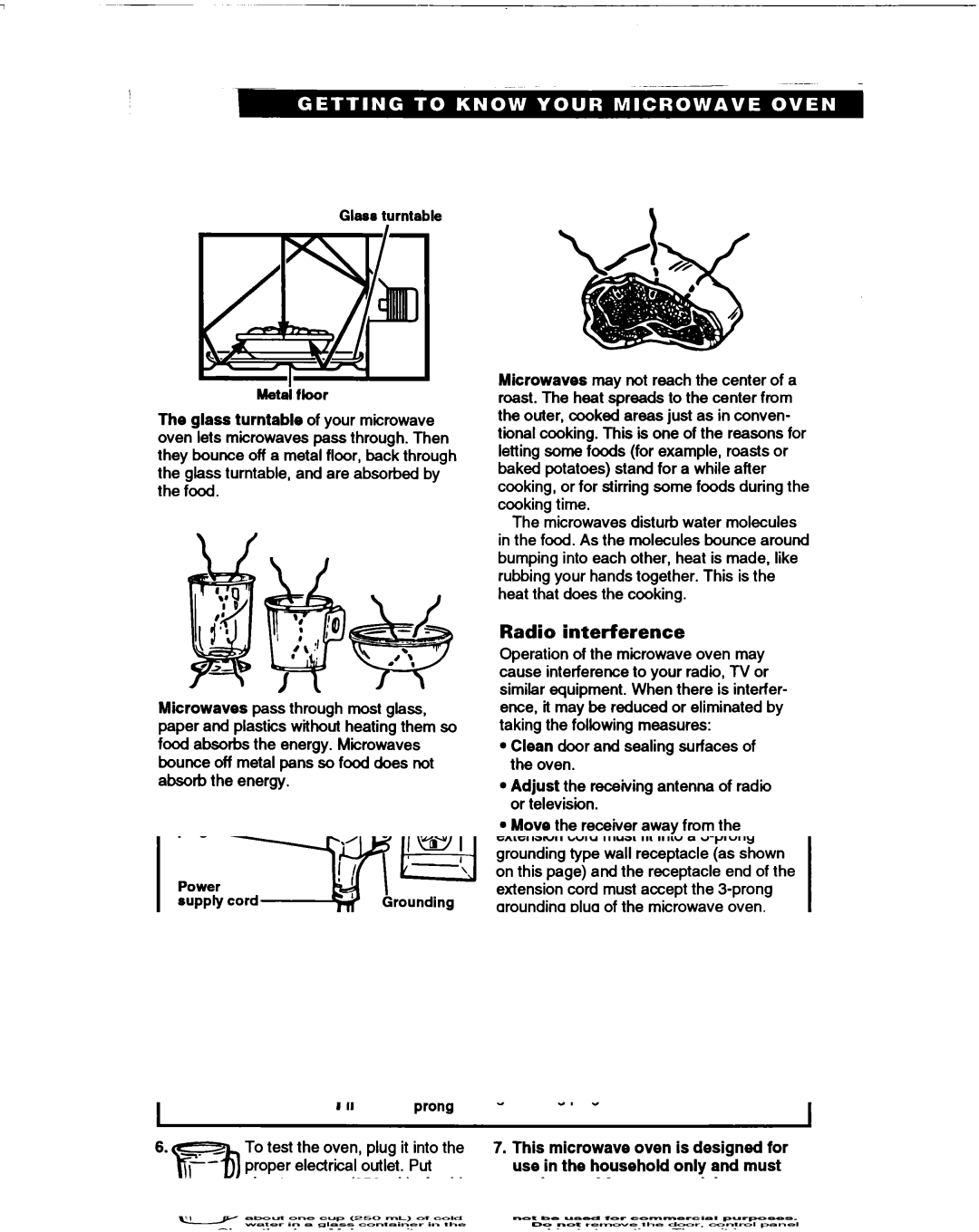 Whirlpool MT0060XB installation instructions Radio interference, Glass turntable Metei floor 