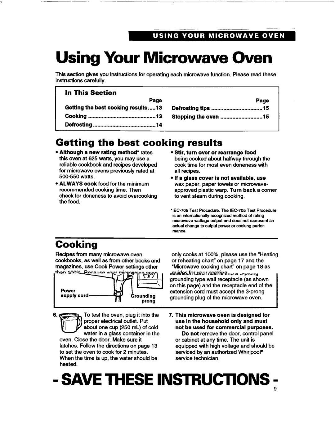 Whirlpool MT0060XB Using Your Microwave Oven, Getting the best cooking results, Cooking, This Section 