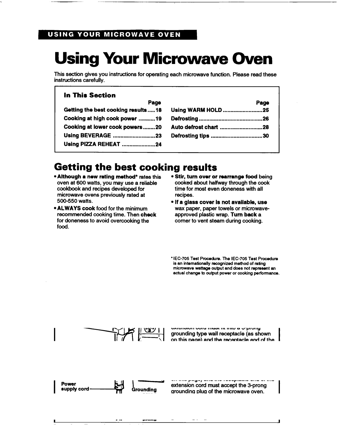 Whirlpool MT1061XB installation instructions Using Your Microwave Oven, Getting the best cooking, Results, This Section 