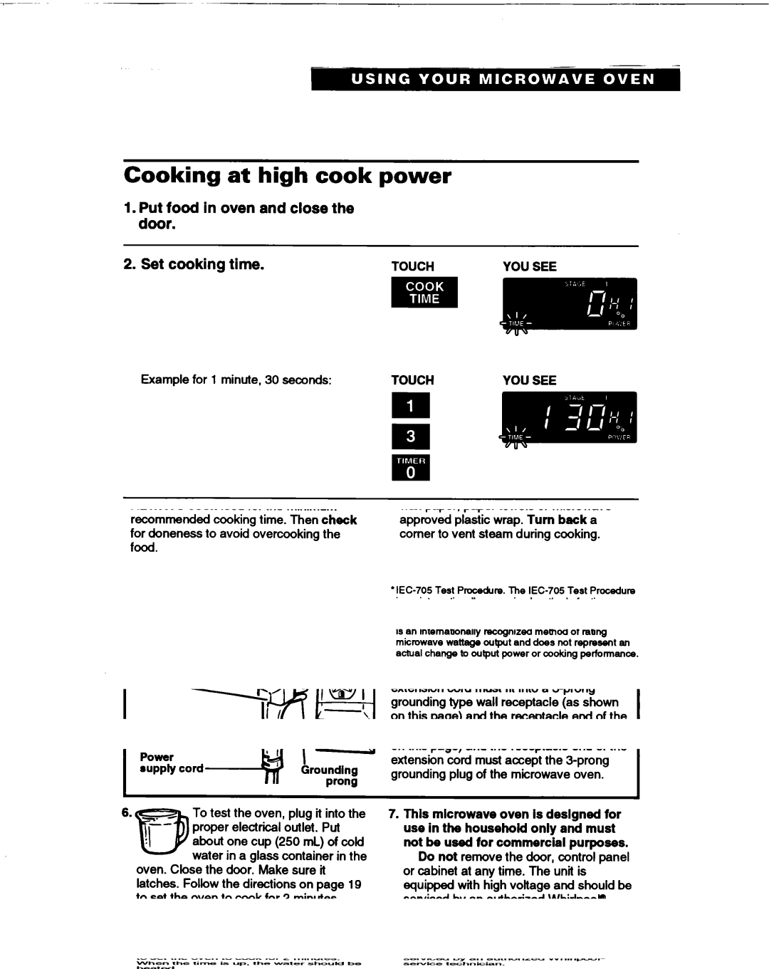 Whirlpool MT1061XB installation instructions Cooking at high cook power, Start oven 