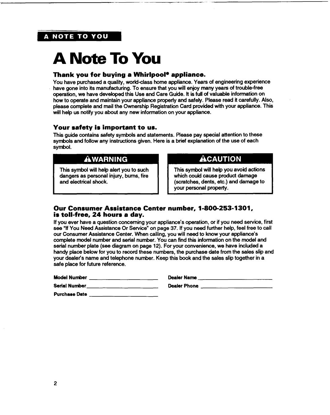 Whirlpool MT1061XB installation instructions Thank you for buying a Whirlpool@ appliance, Your safety is important to us 