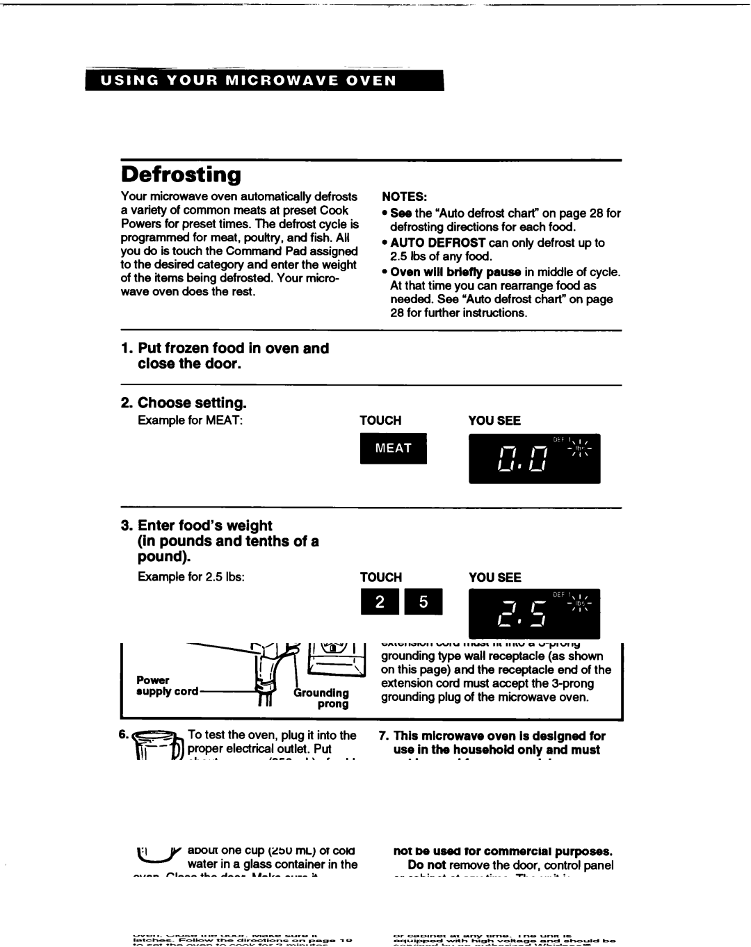 Whirlpool MT1061XB installation instructions Defrosting, Touch YOU see 