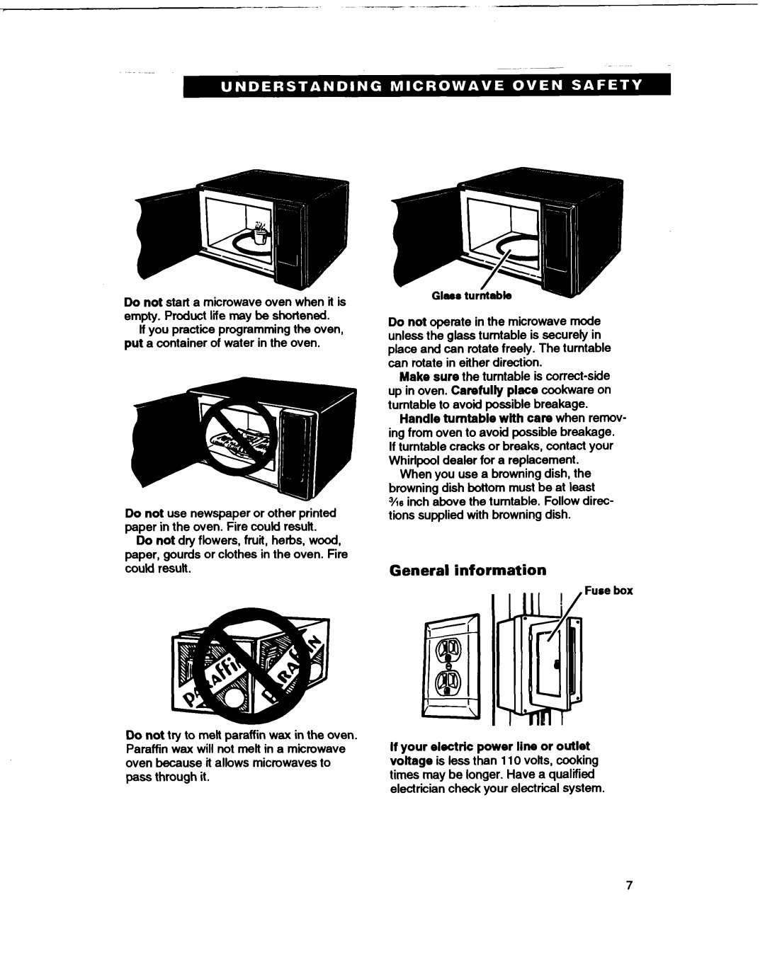 Whirlpool MT1061XB installation instructions General information, Fure box 