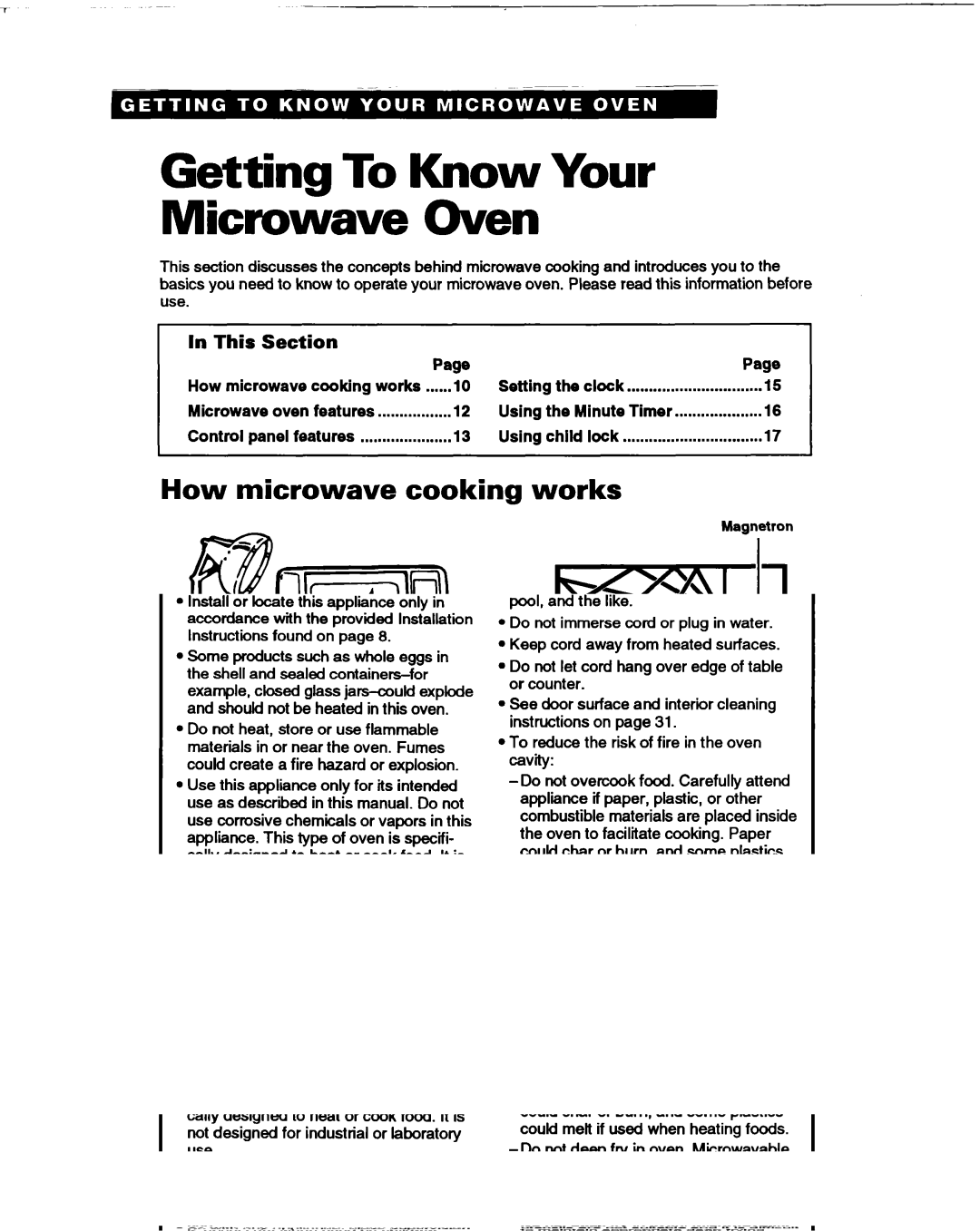 Whirlpool MT1066XB manual Getting To Know Your Microwave Oven, How microwave cooking works, This Section 