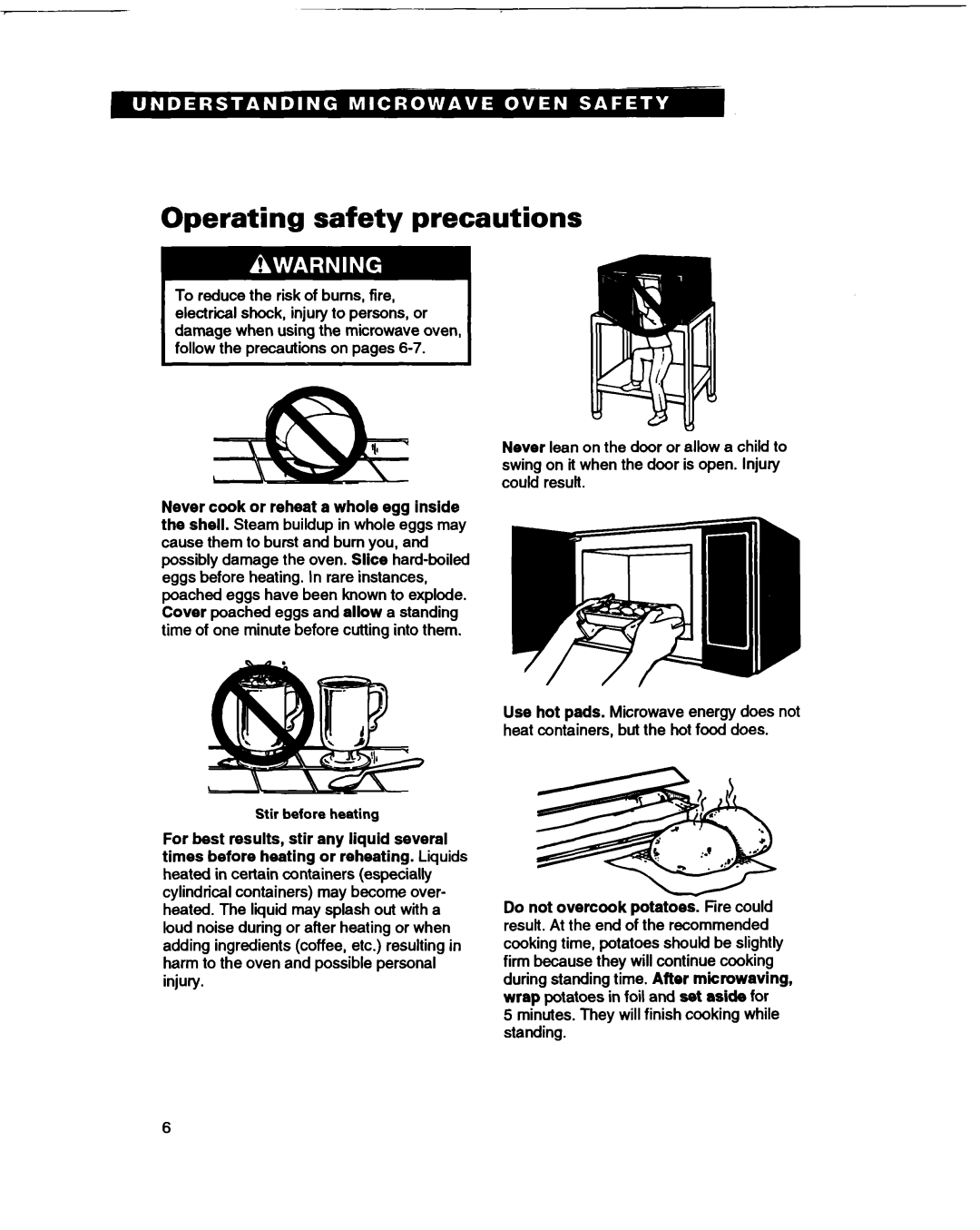 Whirlpool MT1066XB manual Operating safety precautions 