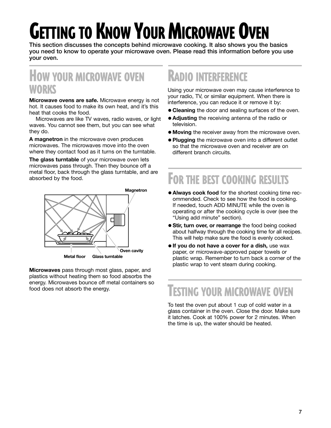 Whirlpool MT1071SG, MT1078SG installation instructions Radio Interference 