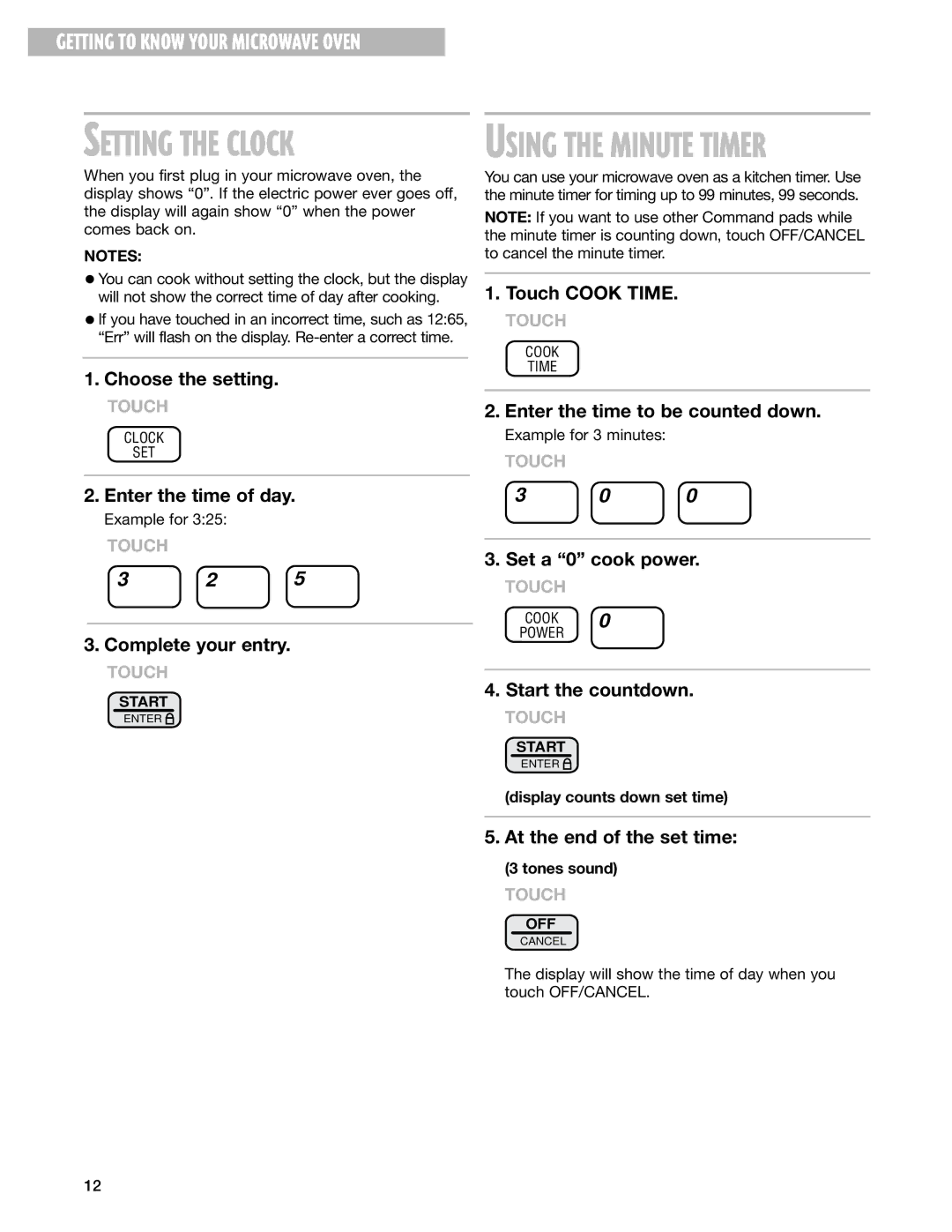 Whirlpool MT1100SH installation instructions Display counts down set time, Tones sound 