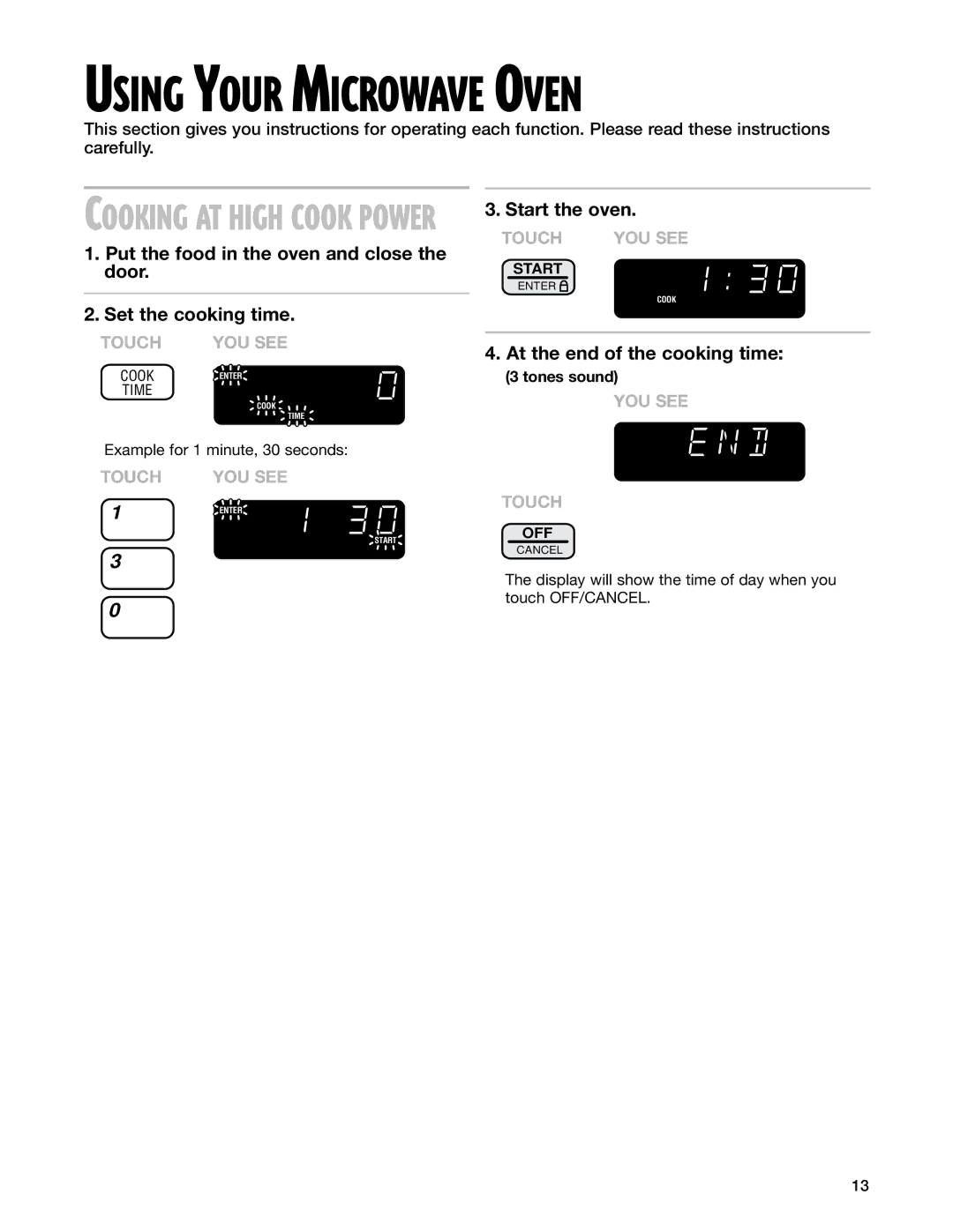 Whirlpool MT1100SH installation instructions Using Your Microwave Oven 