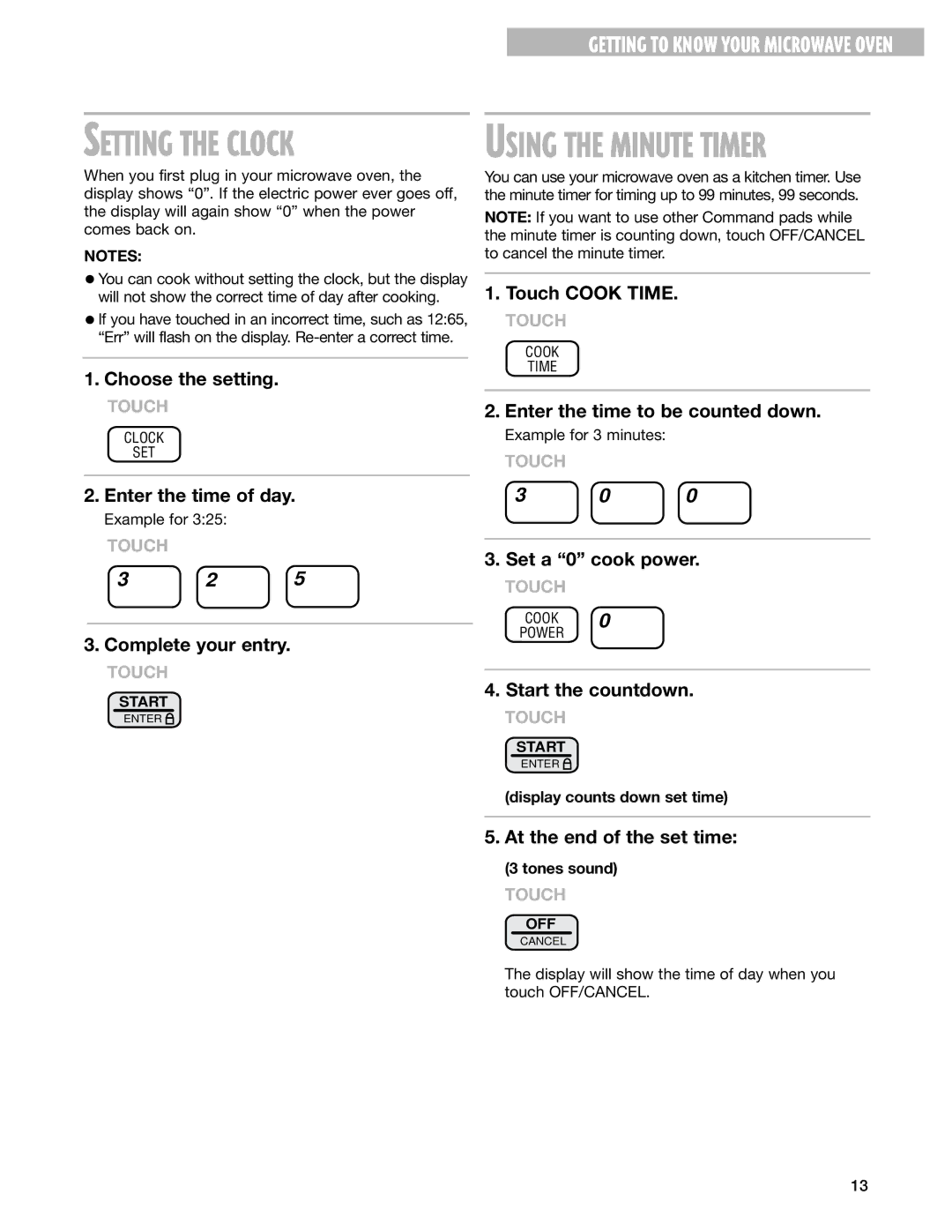 Whirlpool MT1151SG, MT1130SG, MT1131SG installation instructions Display counts down set time, Tones sound 