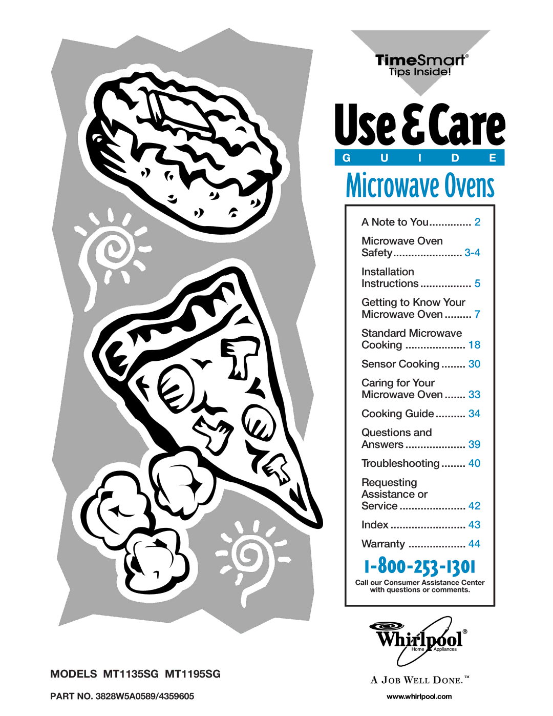 Whirlpool MT1195SG, MT1135SG installation instructions Microwave Ovens, Part no W5A0589/4359605 