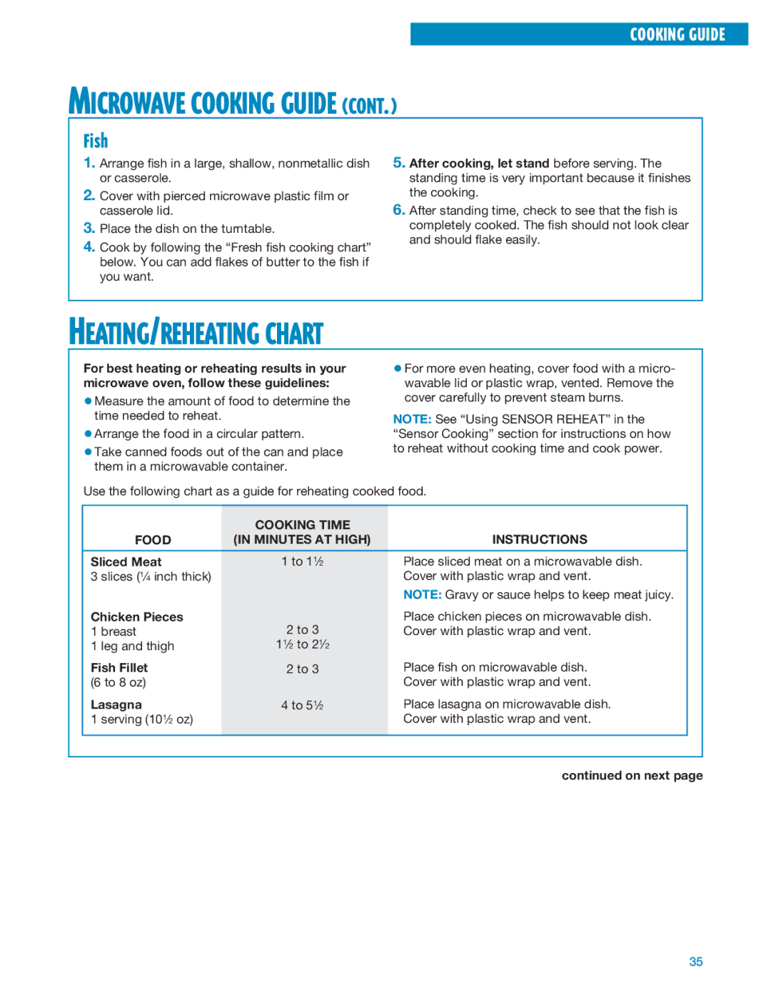 Whirlpool MT1195SG, MT1135SG installation instructions Fish, Cooking Time Food Minutes AT High Instructions 