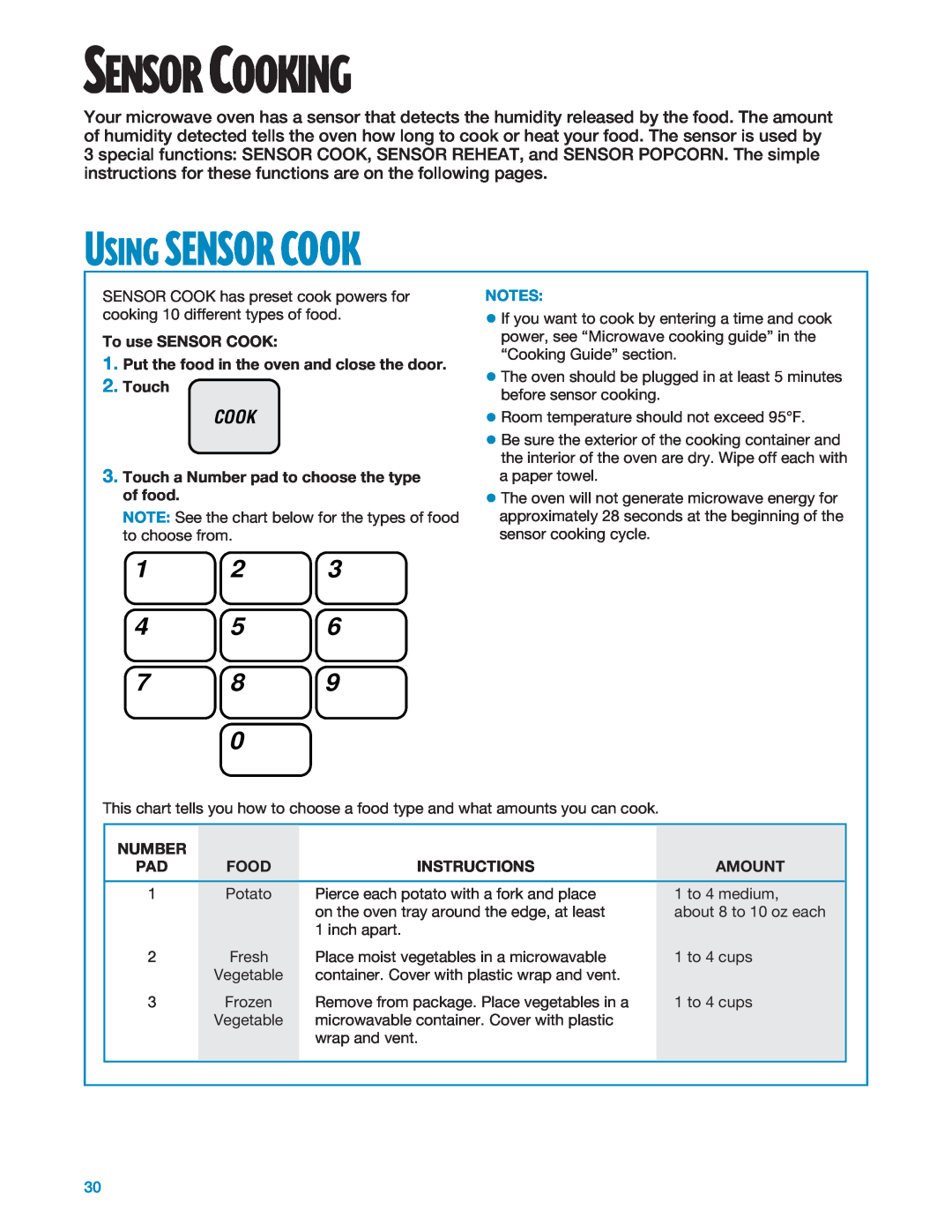 Whirlpool MT1135SG, MT1195SG installation instructions Sensor Cooking, Using Sensor Cook, 1 2 4 