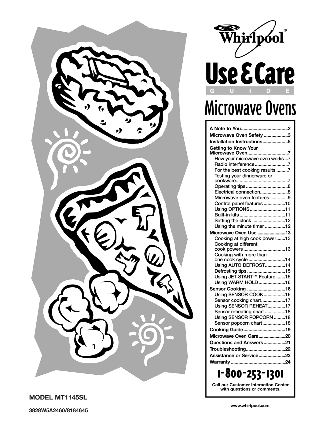 Whirlpool MT1145SL installation instructions Microwave Ovens, 3828W5A2460/8184645 