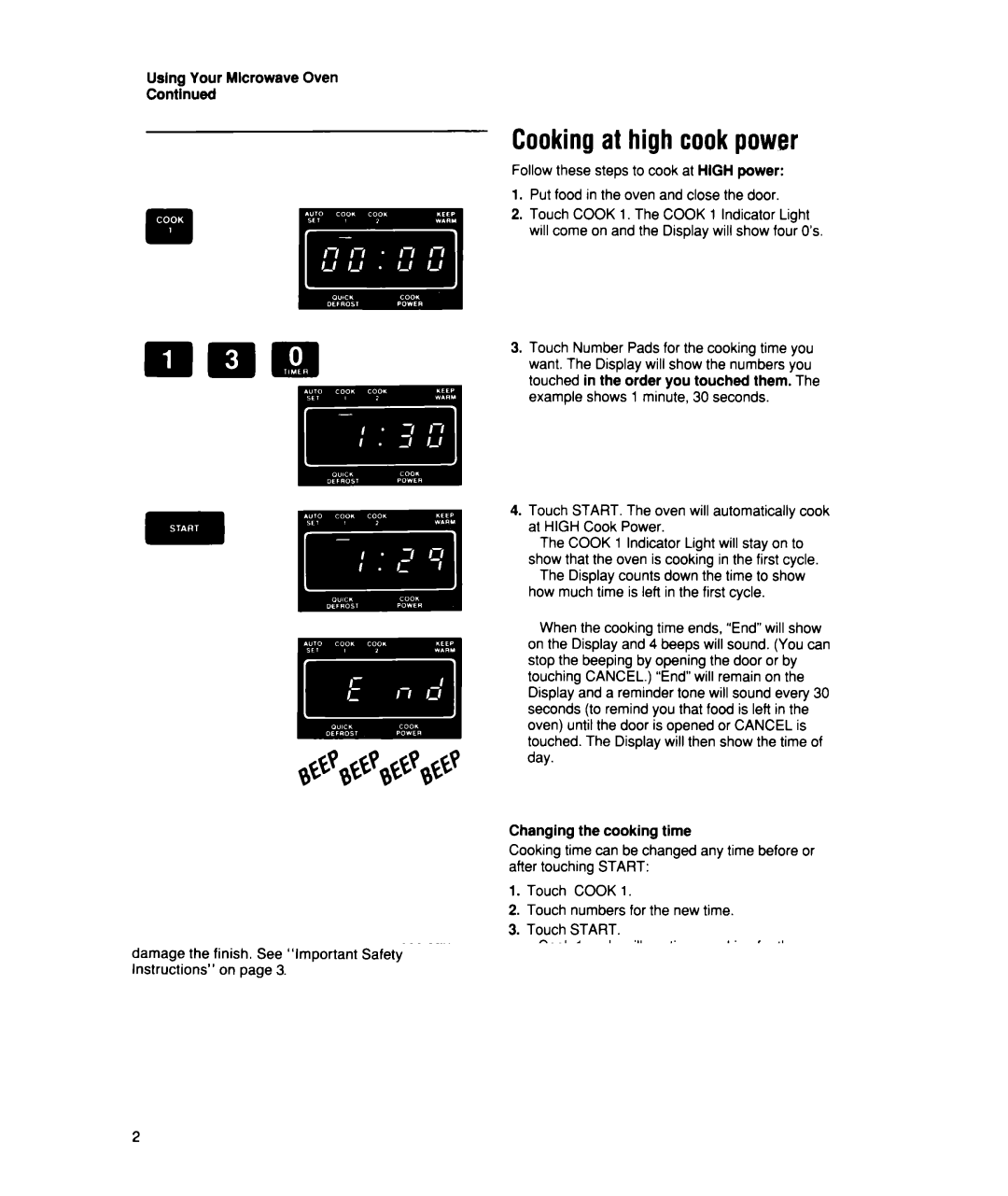 Whirlpool MT1851XW, MT1850XW manual Cooking at high cook power, Uslng Your Mlcrowave Oven 