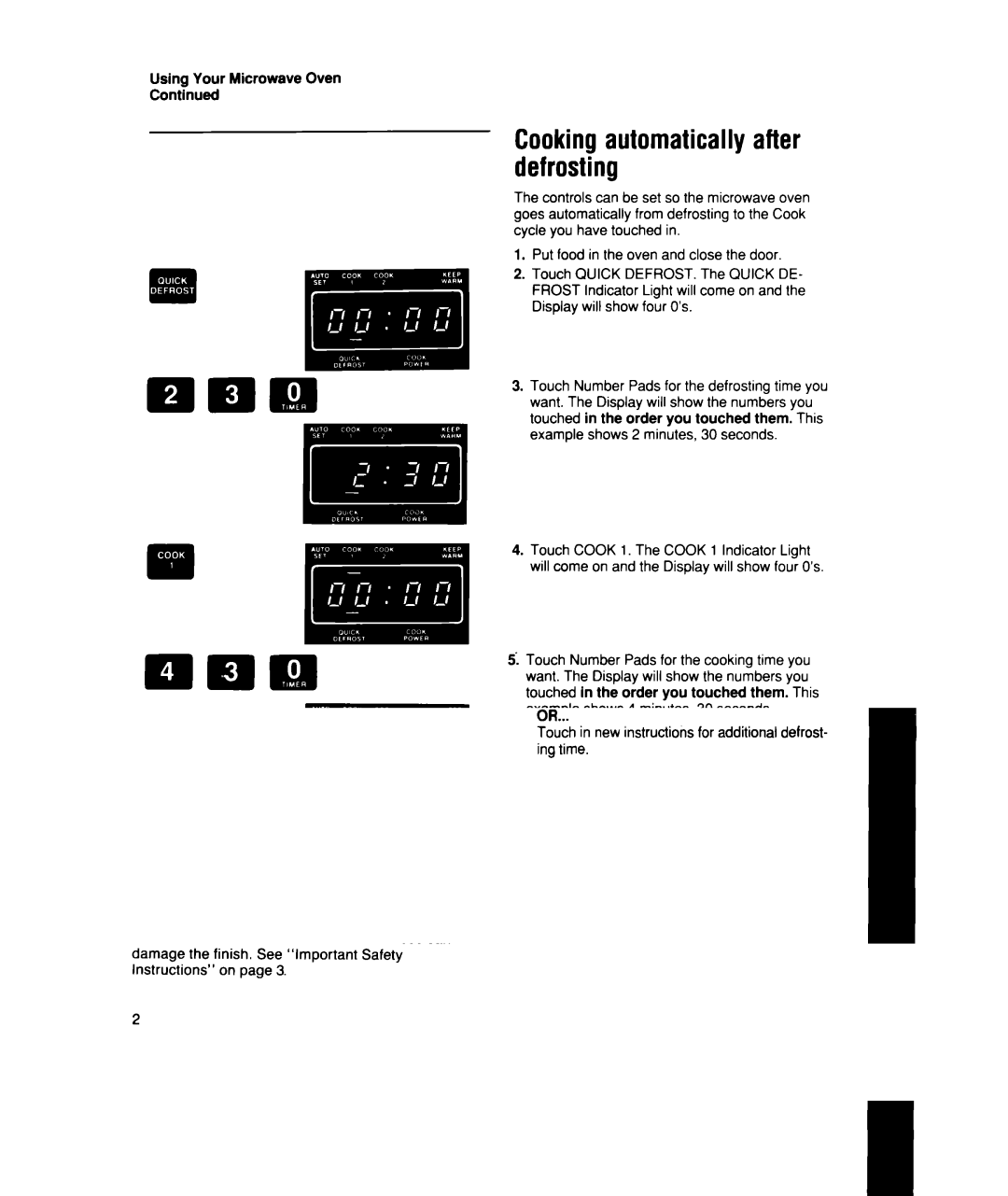 Whirlpool MT1851XW, MT1850XW manual Cooking automatically after defrosting, Using Your Microwave Oven 