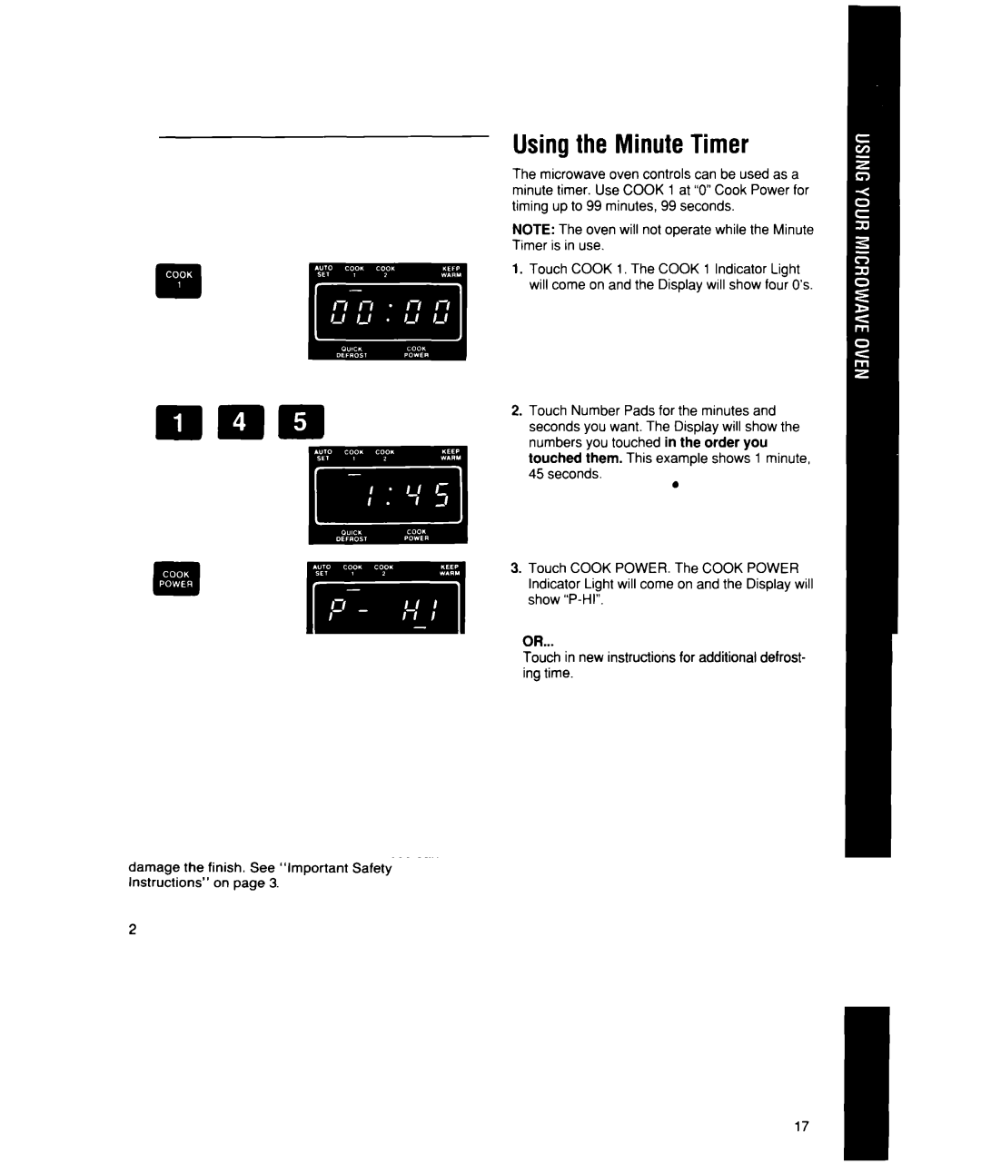 Whirlpool MT1850XW, MT1851XW manual Using the Minute Timer 