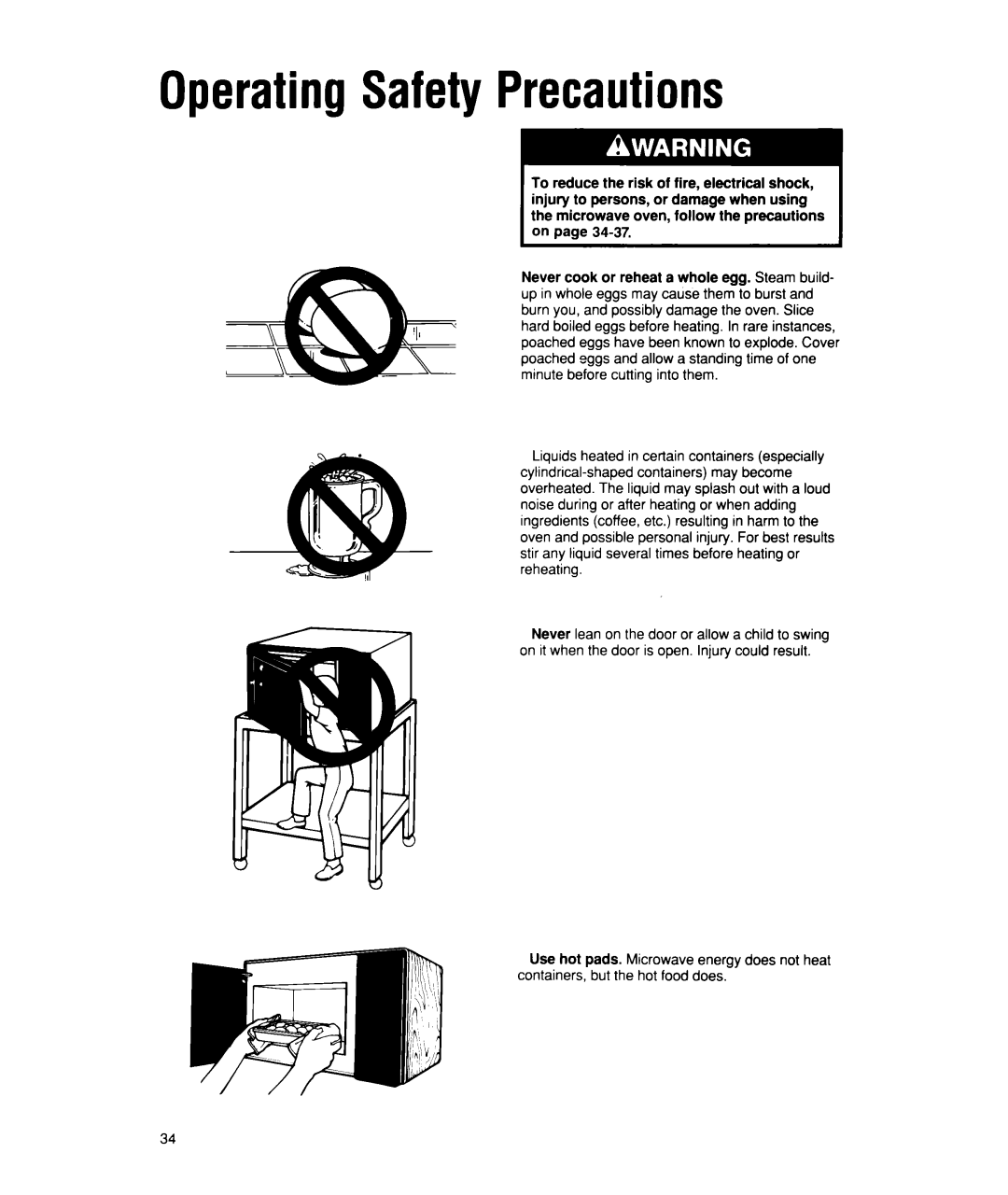 Whirlpool MT1851XW, MT1850XW manual OperatingSafetyPrecautions 