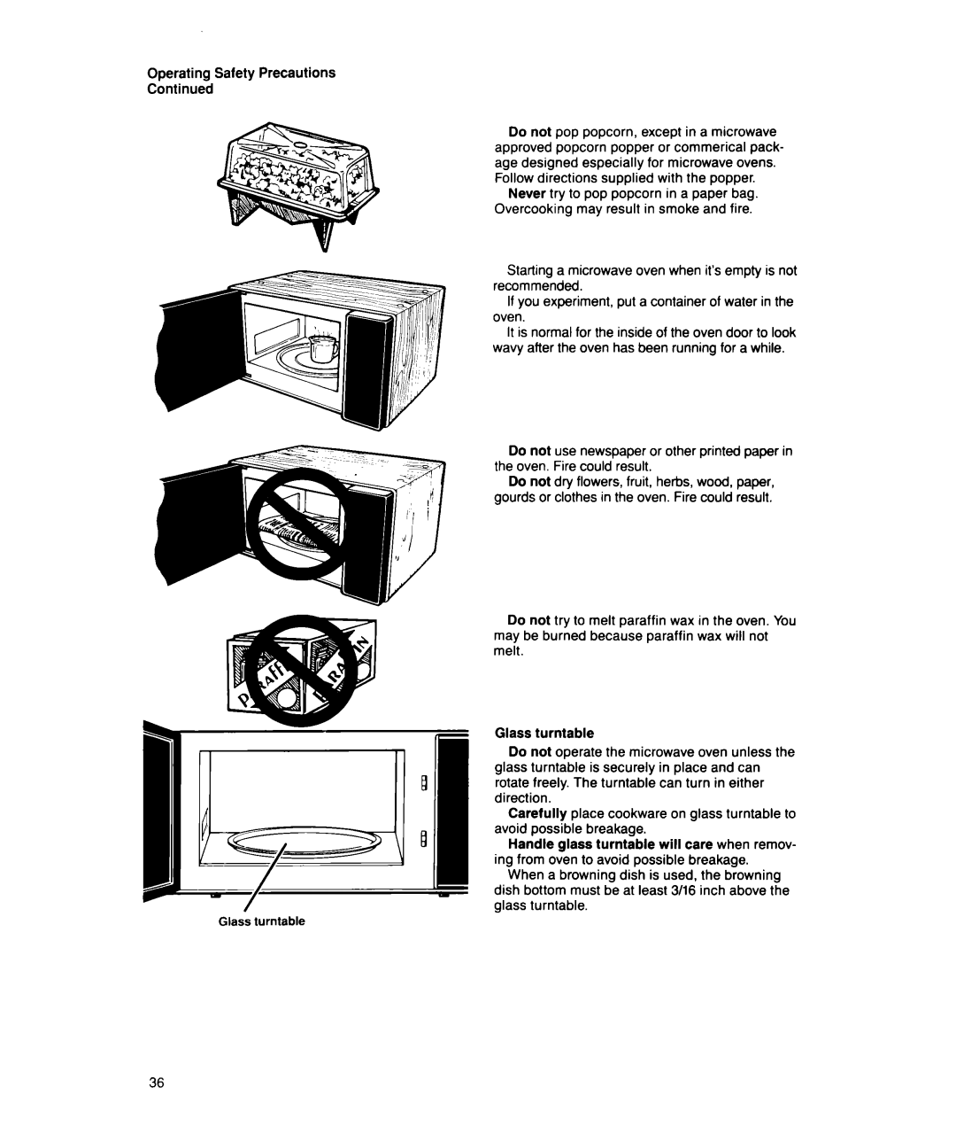 Whirlpool MT1851XW, MT1850XW manual Operating Safety Precautions 