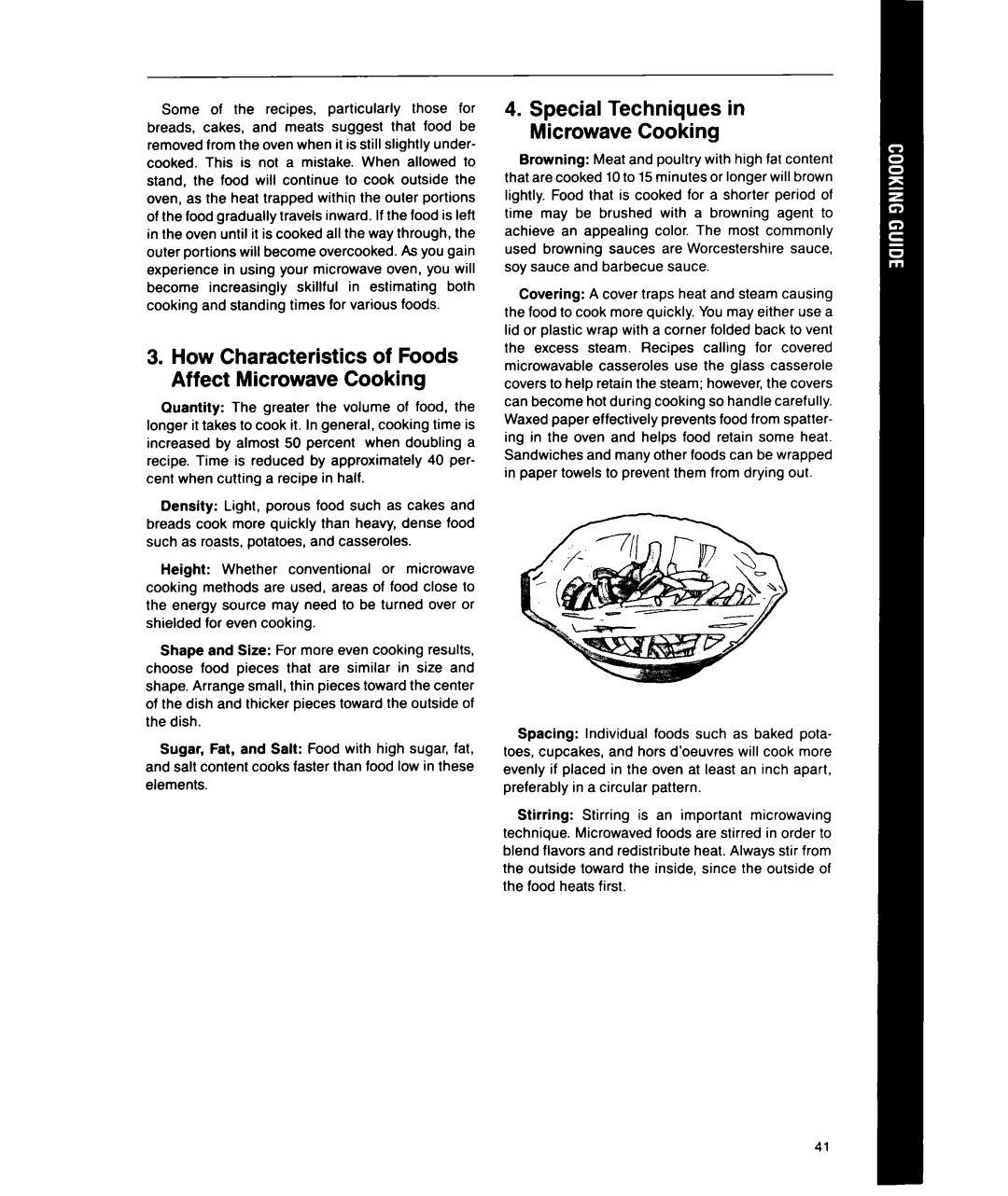 Whirlpool MT1850XW manual How Characteristics of Foods Affect Microwave Cooking, Special Techniques in Microwave Cooking 