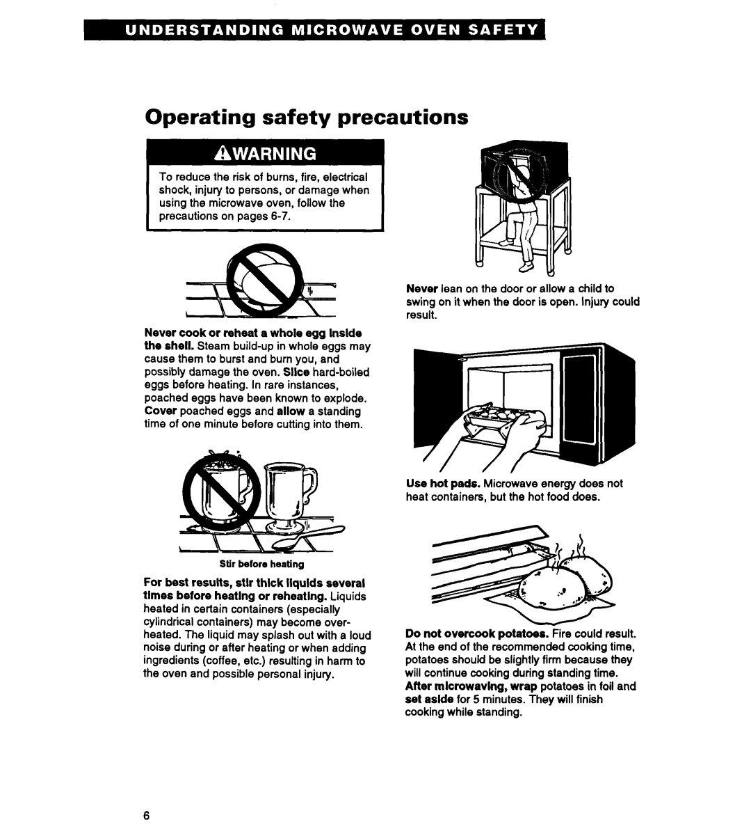 Whirlpool MT2070XAB, MT3090XAQ/B warranty Operating safety precautions 