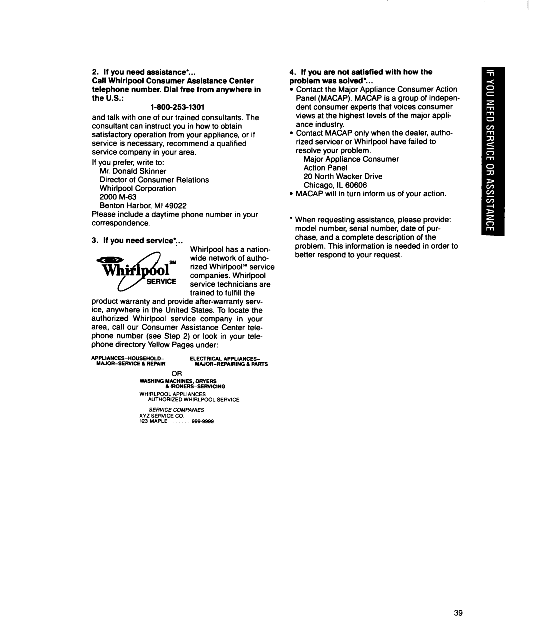 Whirlpool MT2100XY user manual If you need assistance 