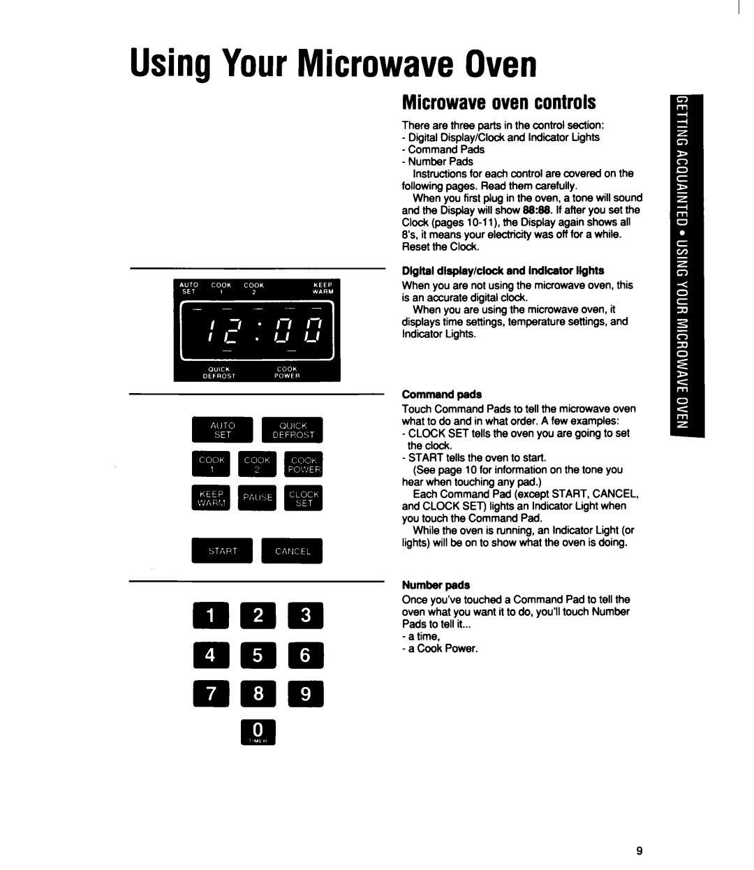 Whirlpool MT2100XY user manual Using Your Microwave Oven, Microwave oven controls 