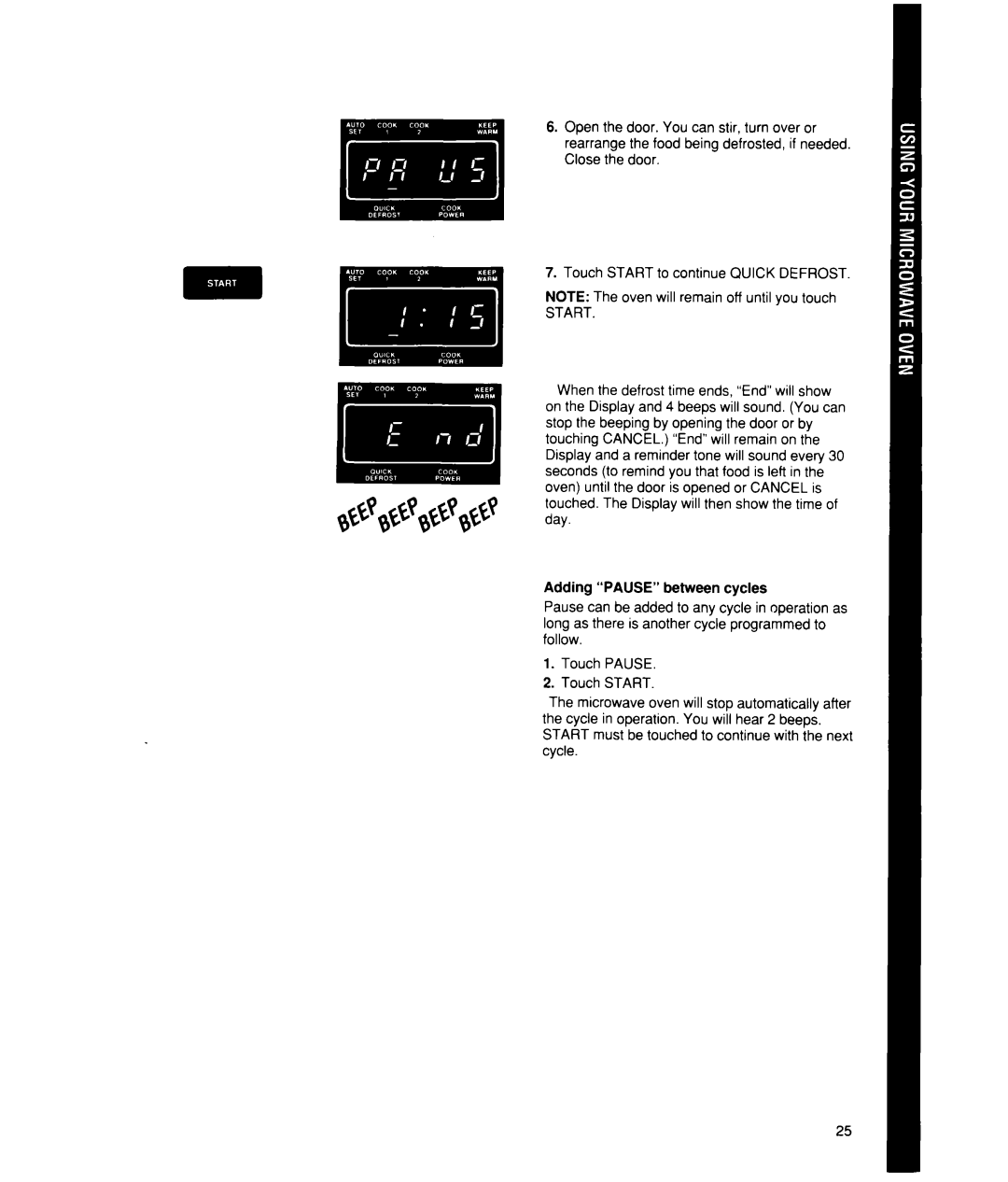 Whirlpool MT2150XW manual Start 